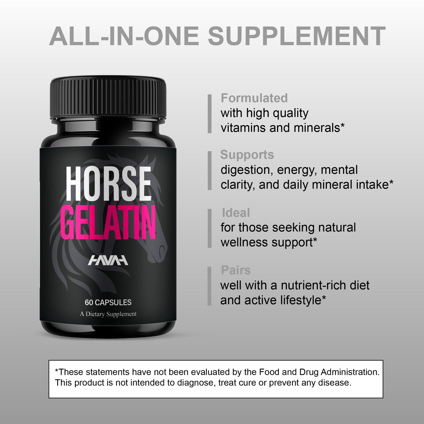 Havah Horse Gelatin Advanced Overall Support Capsules, 60 Count