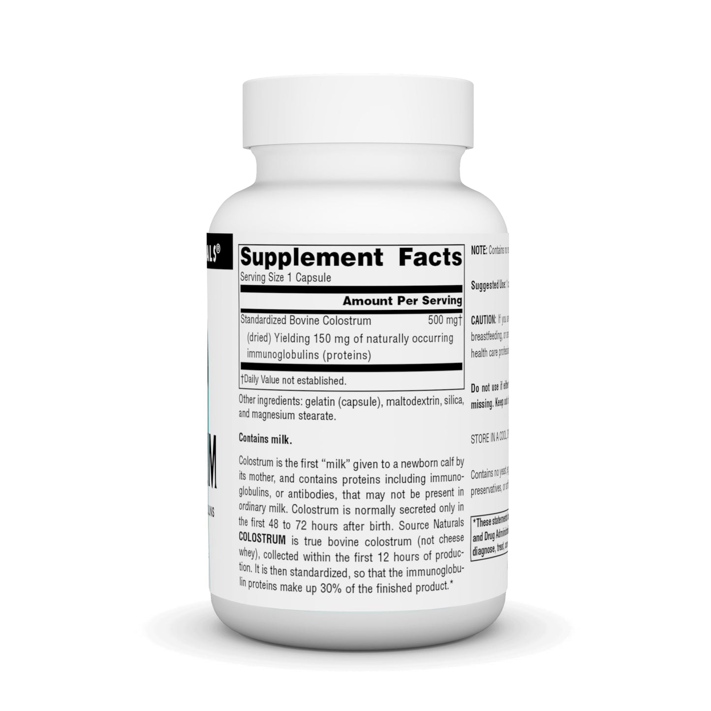 Source Naturals Colostrum Contains 30 Percent Immunoglobulins 60 Capsules