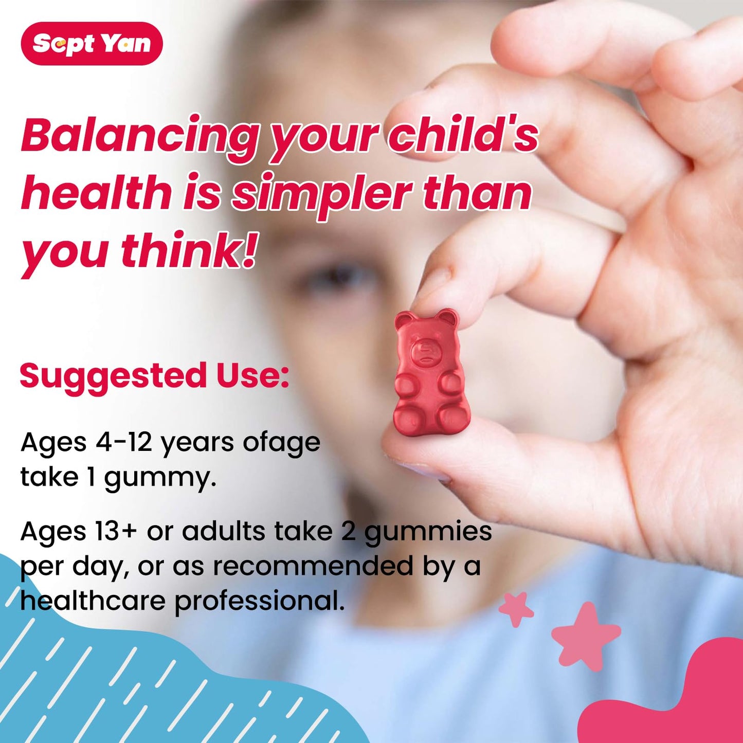 SEPT YAN Magnesium Gummies for Kids Gummy 120 Count