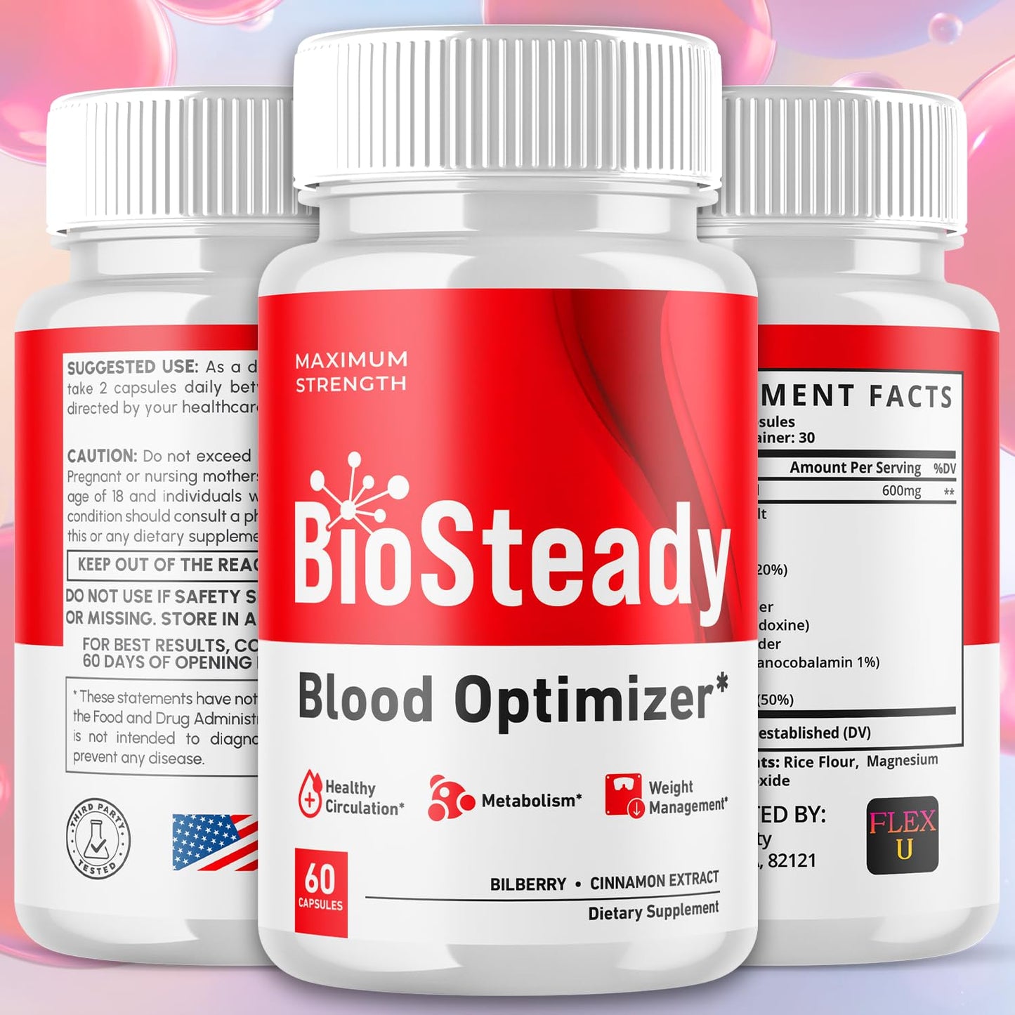 Flex University Biosteady Blood Optimizer Capsules 180 Capsules