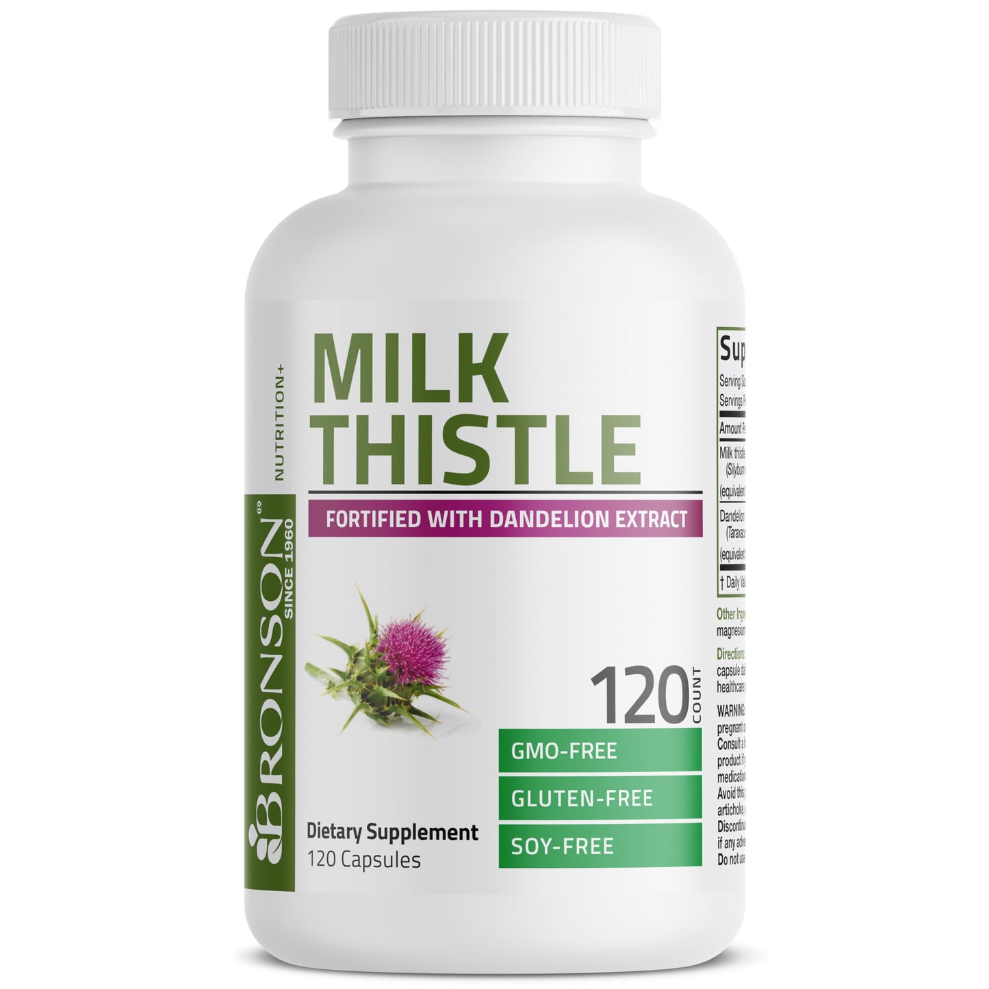 Bronson Milk Thistle Silymarin Marianum & Dandelion Extract, 120 Capsules