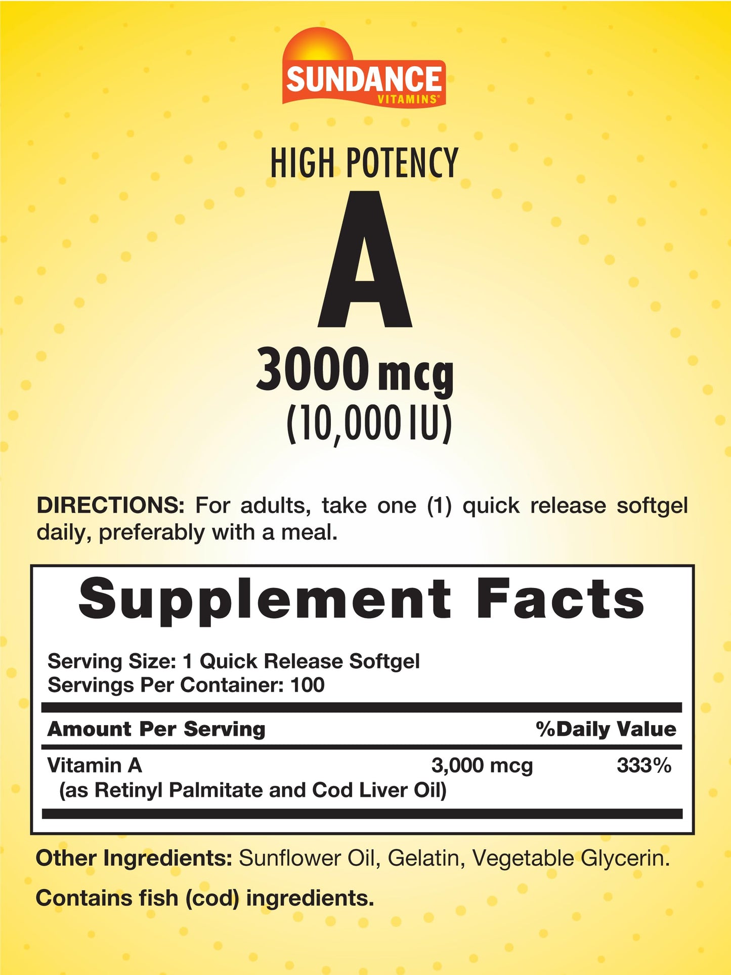 Sundance High Potency Vitamin A Softgel 100 Count