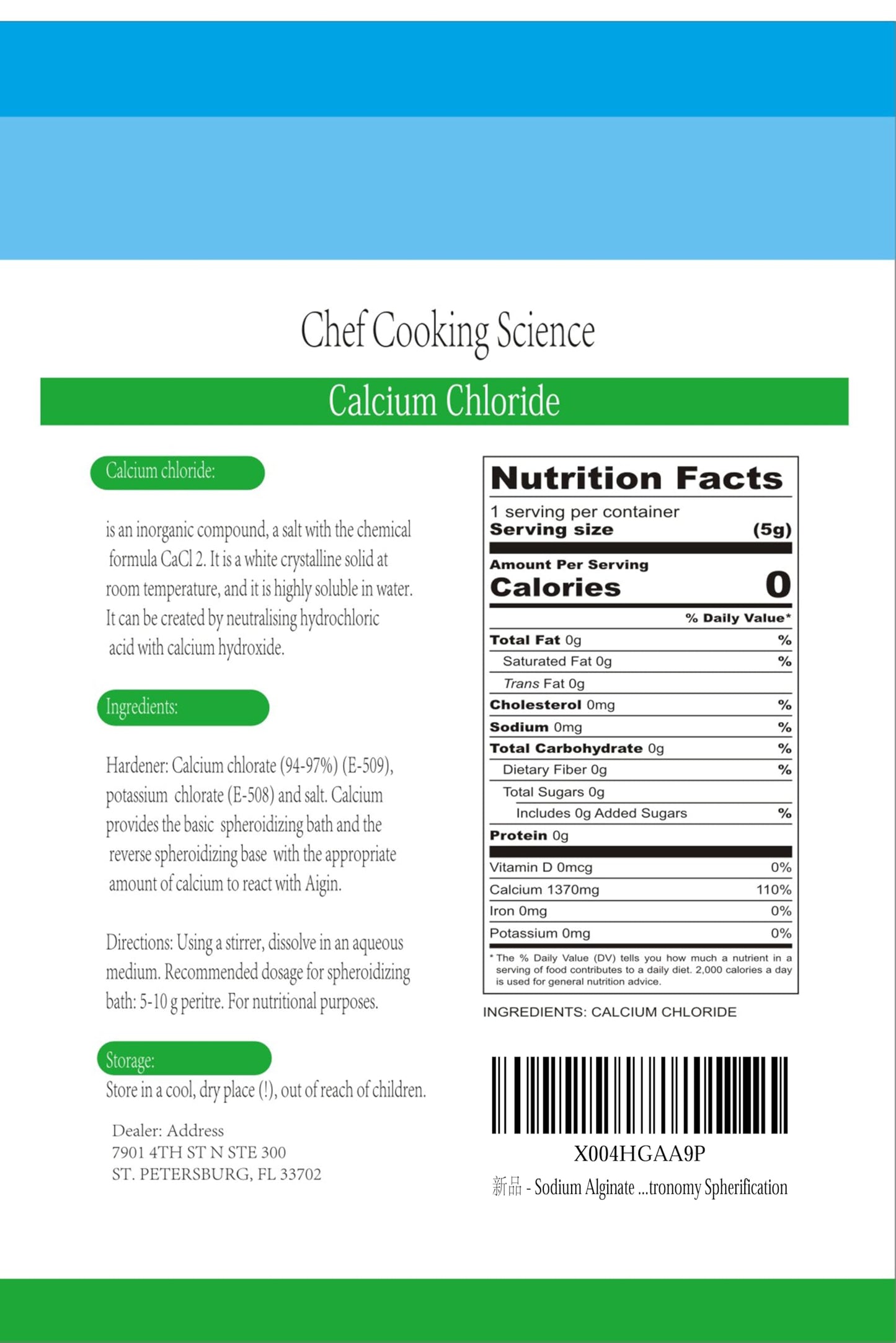 LEIMENGCHEF Sodium Alginate and Calcium Chloride Set, Powder, 8