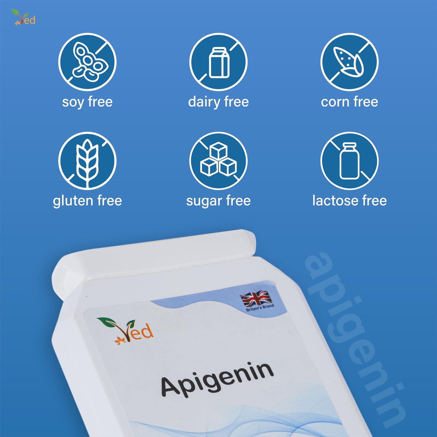 Ved Apigenin 50mg Capsule, 90 Count