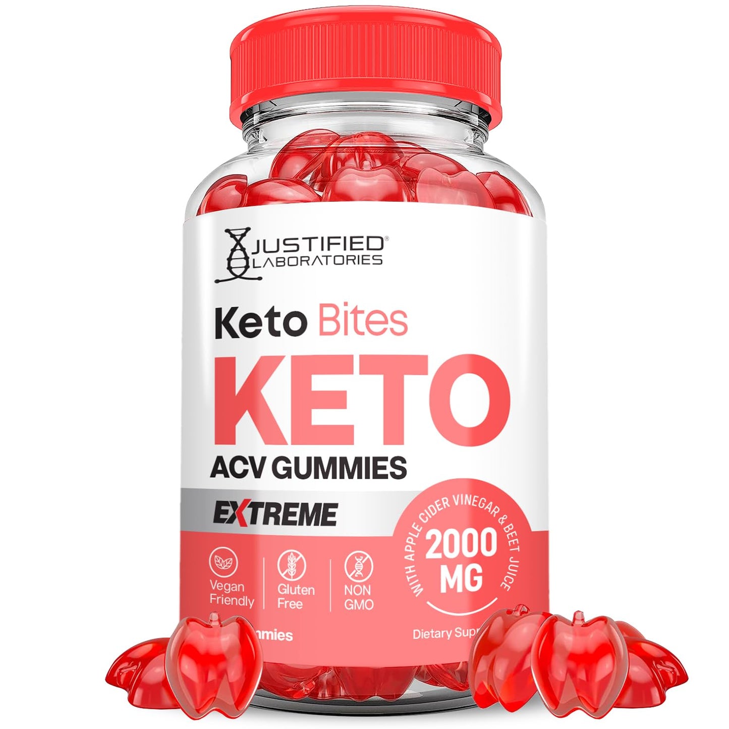 Justified Laboratories Keto Bits ACV Gummies Extreme 2000MG, 60 Gummies