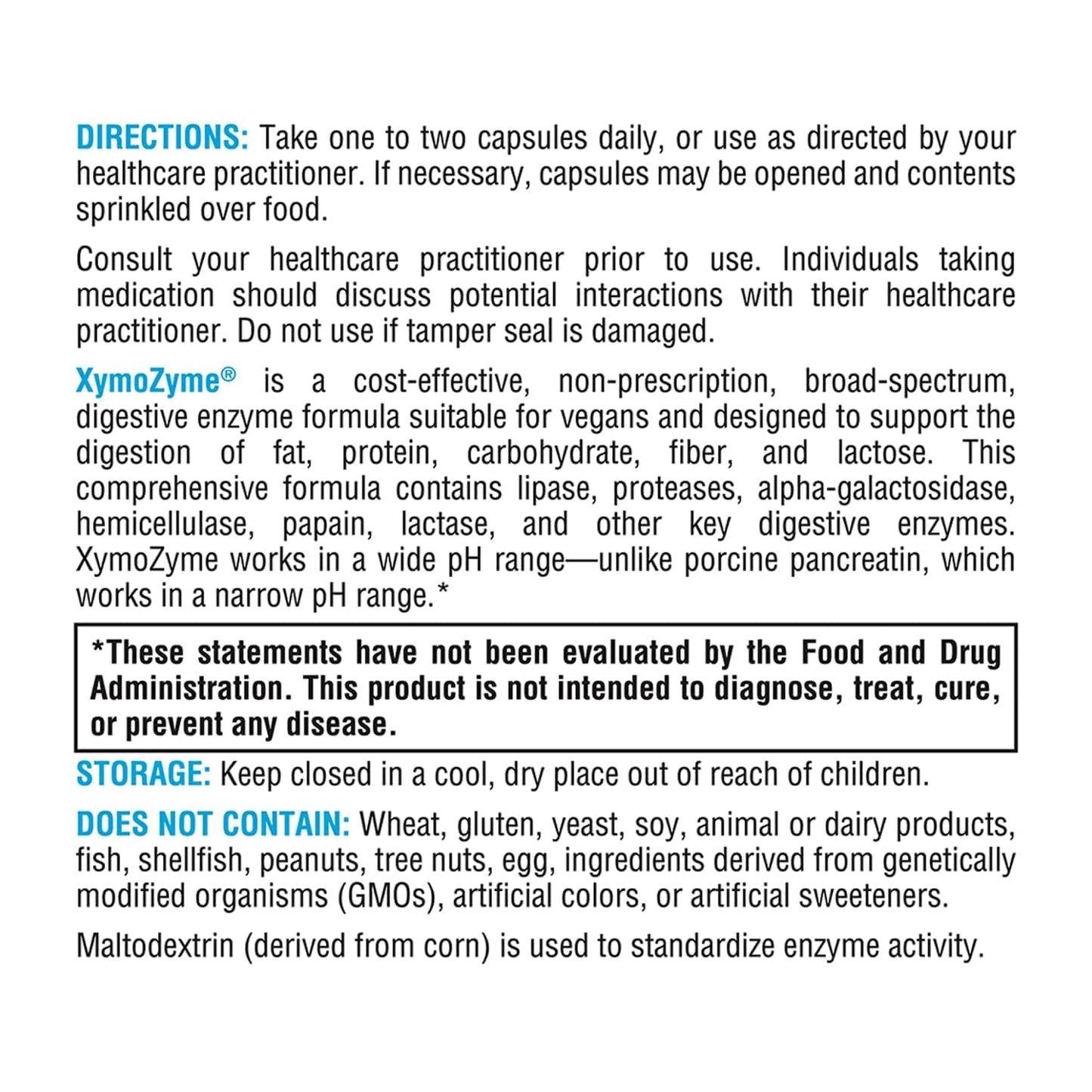 XYMOGEN XymoZyme Vegan Digestive Enzyme Supplement Plant-Based Multi-Enzyme Formula Gluten-Free & Dairy-Free Capsules 120