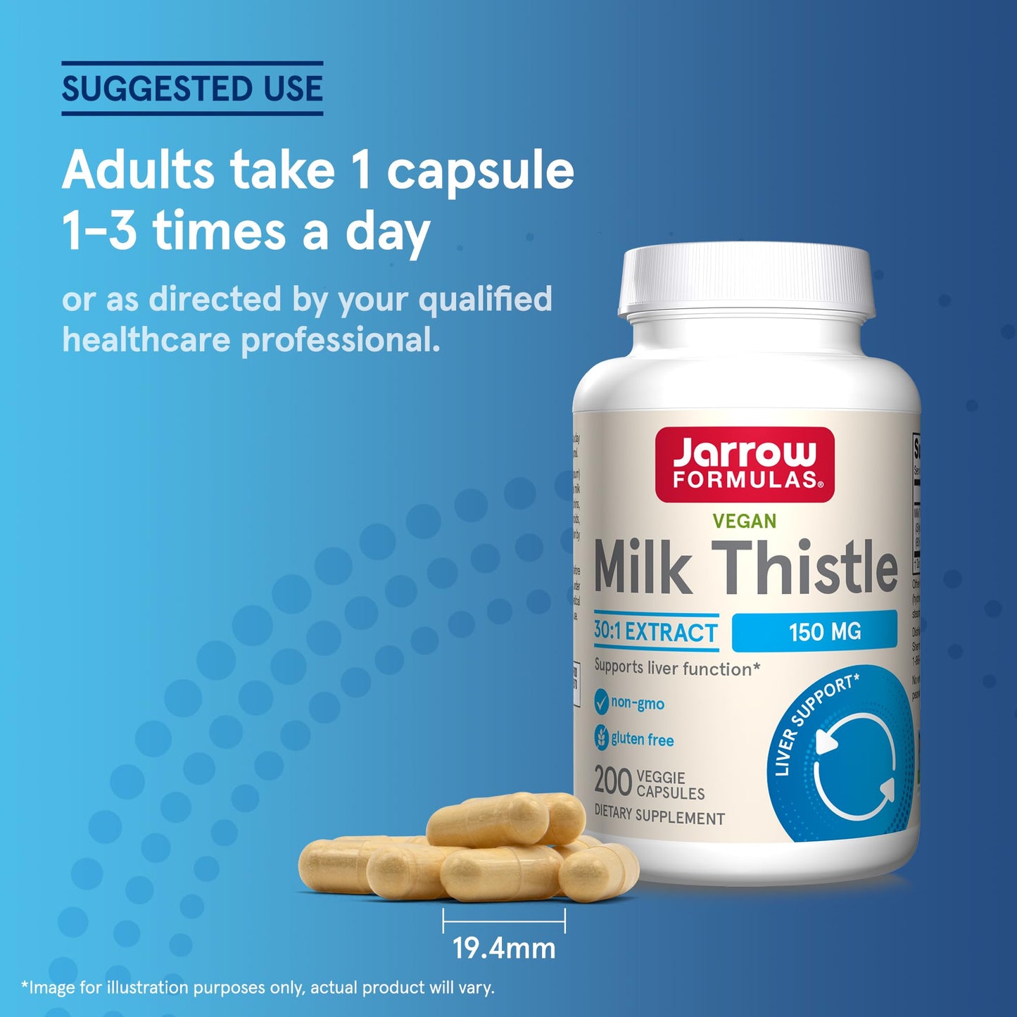 Jarrow Formulas Milk Thistle 150 mg With 30:1 Standardized Silymarin Extract Capsules, 2400 Count