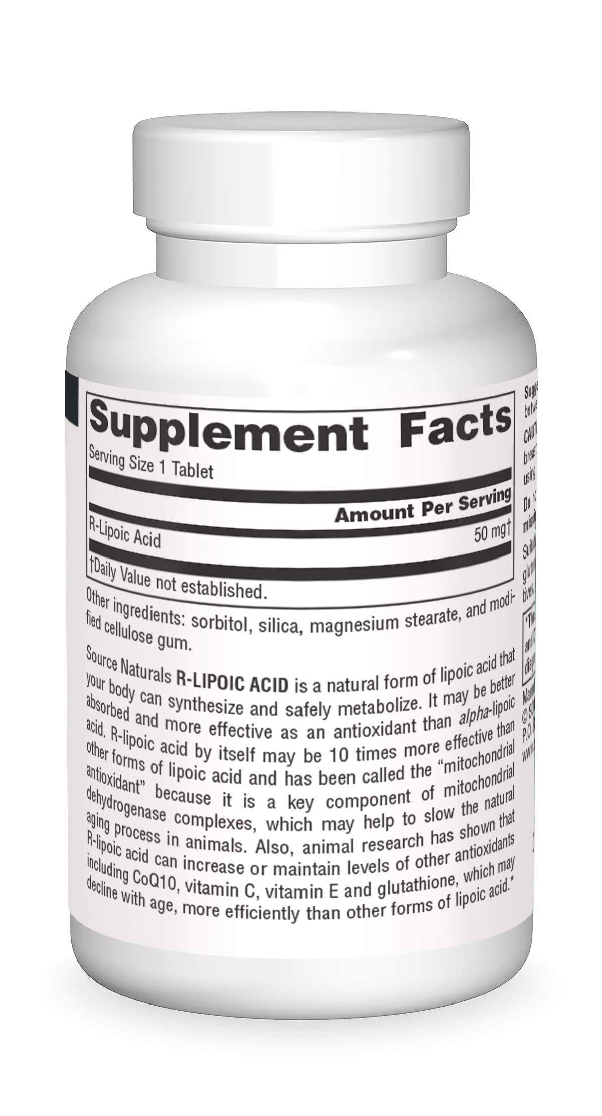 Source Naturals R-Lipoic Acid 50mg Tablets, 60 Tablets