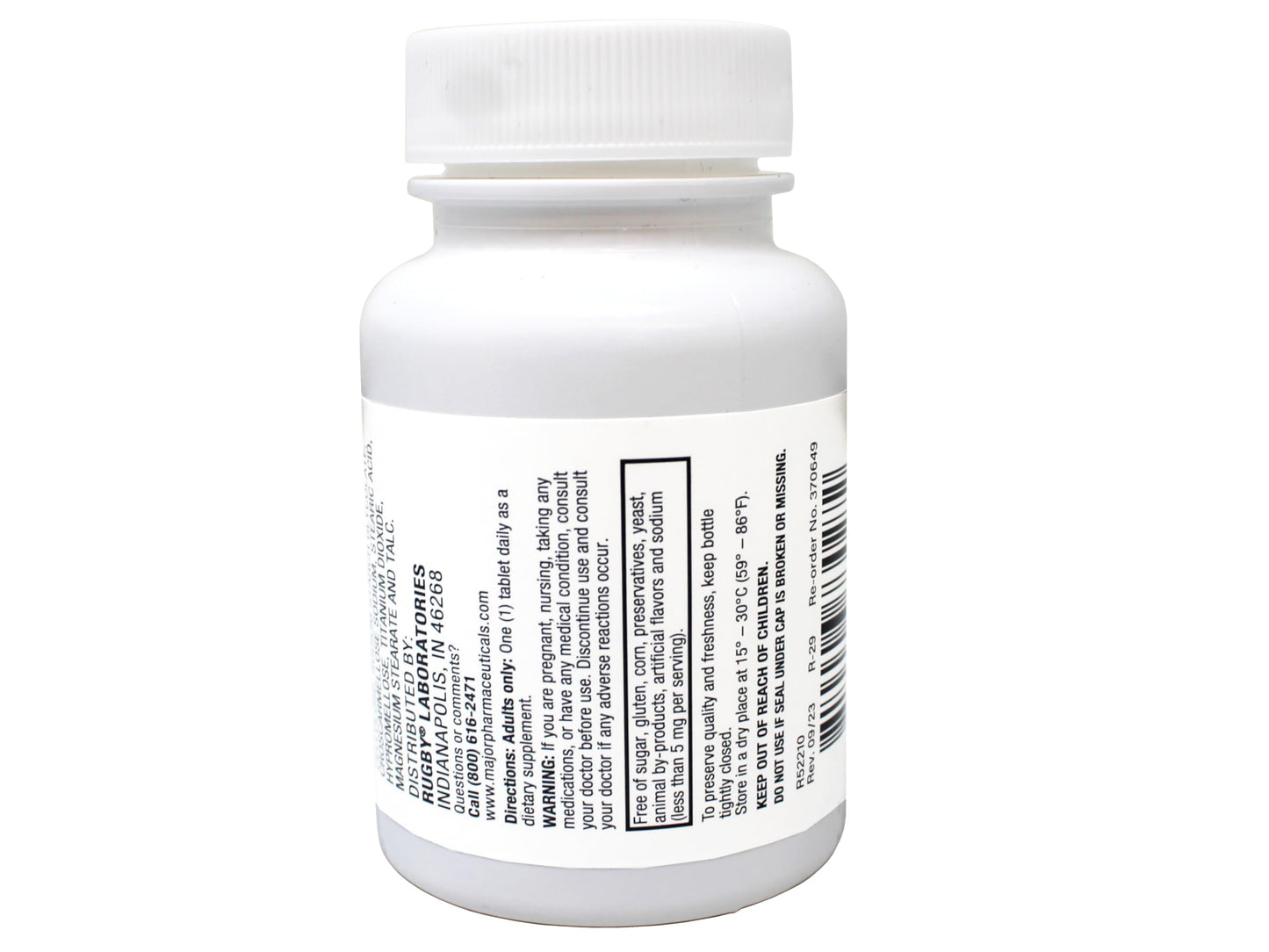 Rugby Laboratories Zinc Sulfate 220 mg Tablets, 100 Tablets