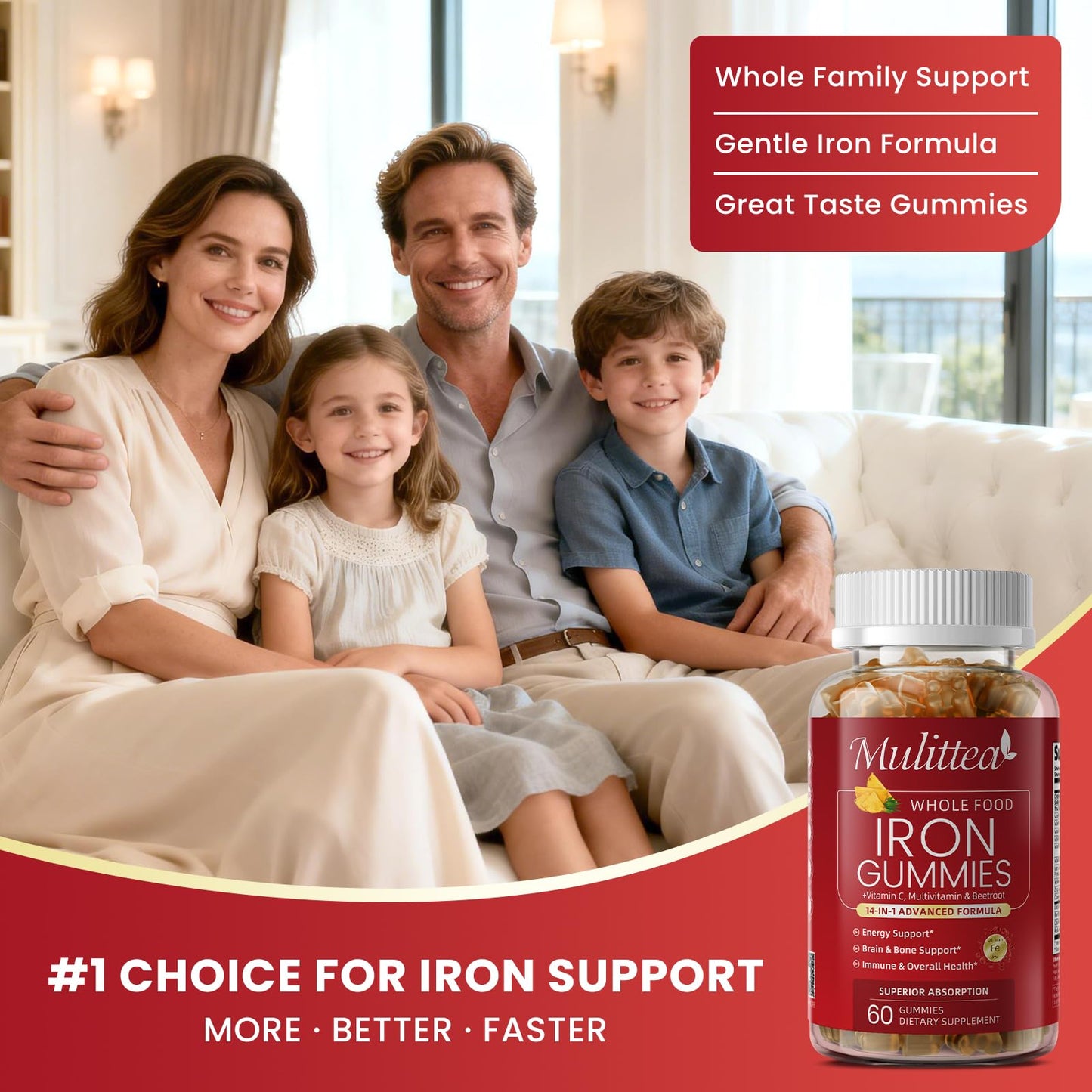 Mulittea Iron Supplement Gummy 120 Count