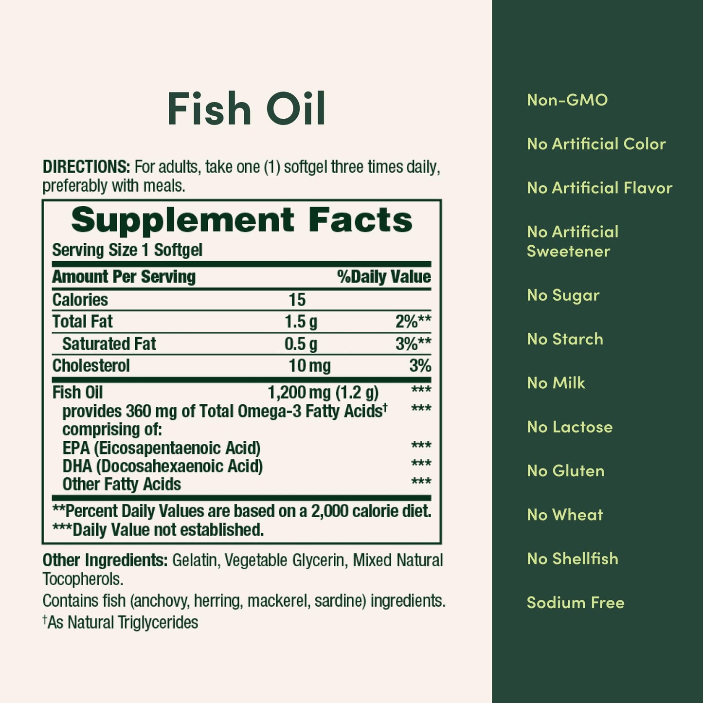 Nature's Bounty Fish Oil Omega-3 Softgels, 400-Count