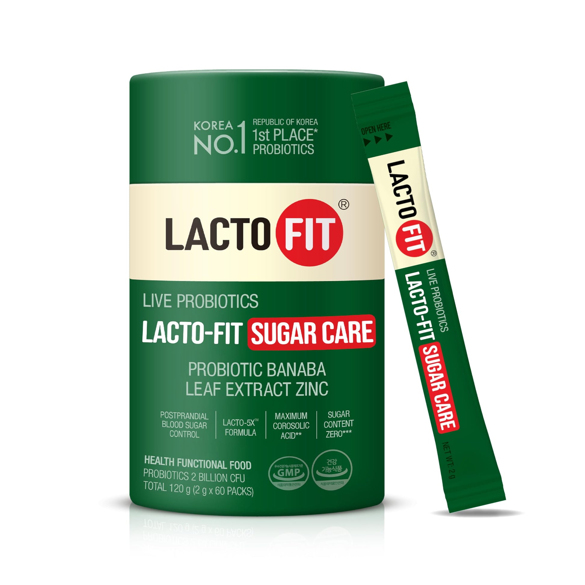 LACTO-FIT Daily Balance Probiotic Sticks with Zinc & Banaba Leaf Extract, Powder, 60 Sachets