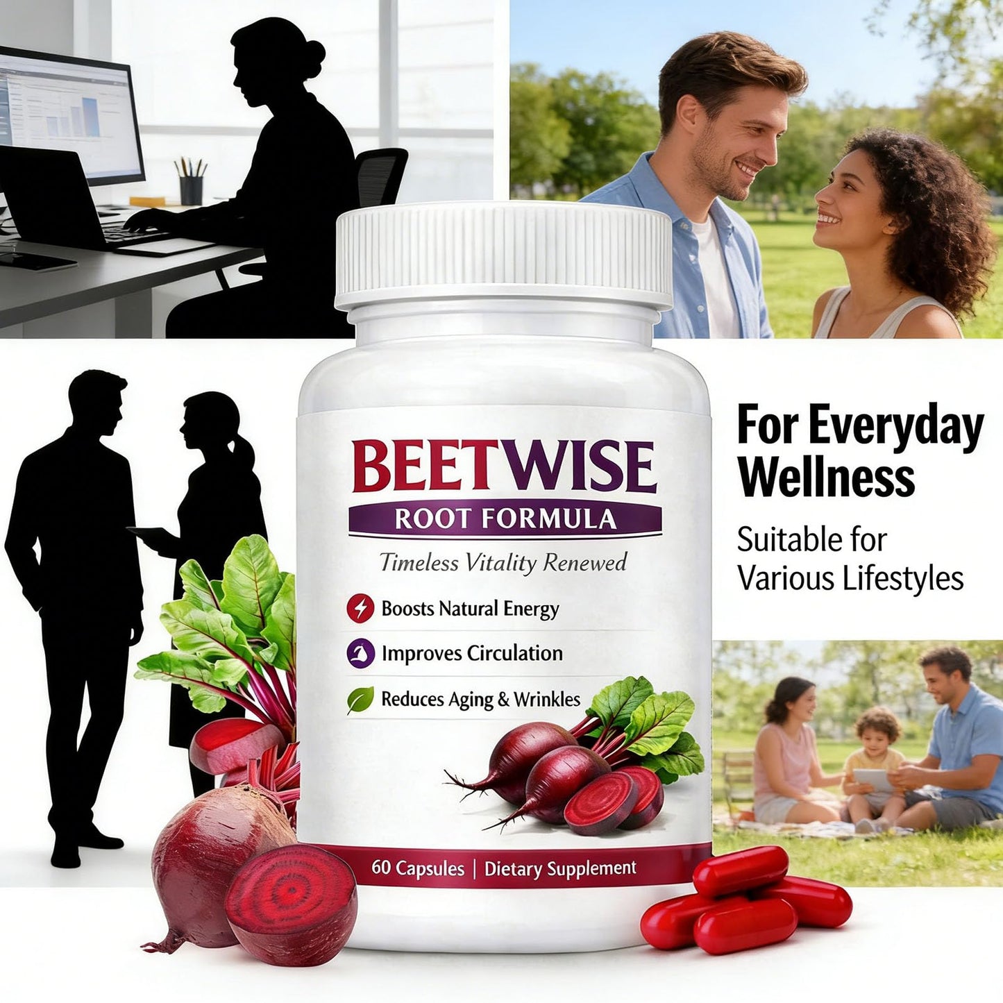 BEETWISE Root Formula Beet Root Capsules, 60 Count