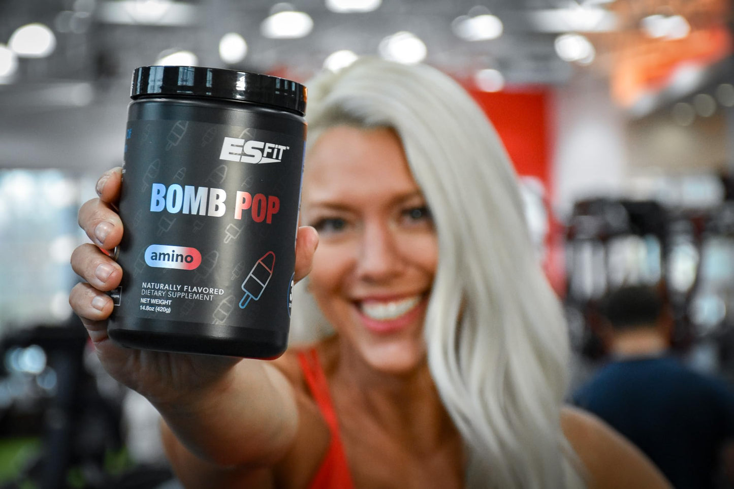 ES FIT Amino Powder - Pre and Post Workout with Electrolytes - BCAA 2:1:1 Ratio, Bomb Pop, 14.8 Ounce