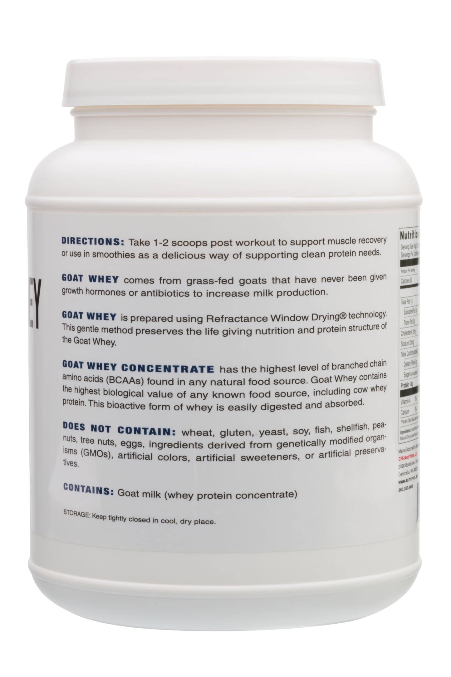 CFS Nutrition Goat Whey Protein Powder Vanilla 16.9 oz