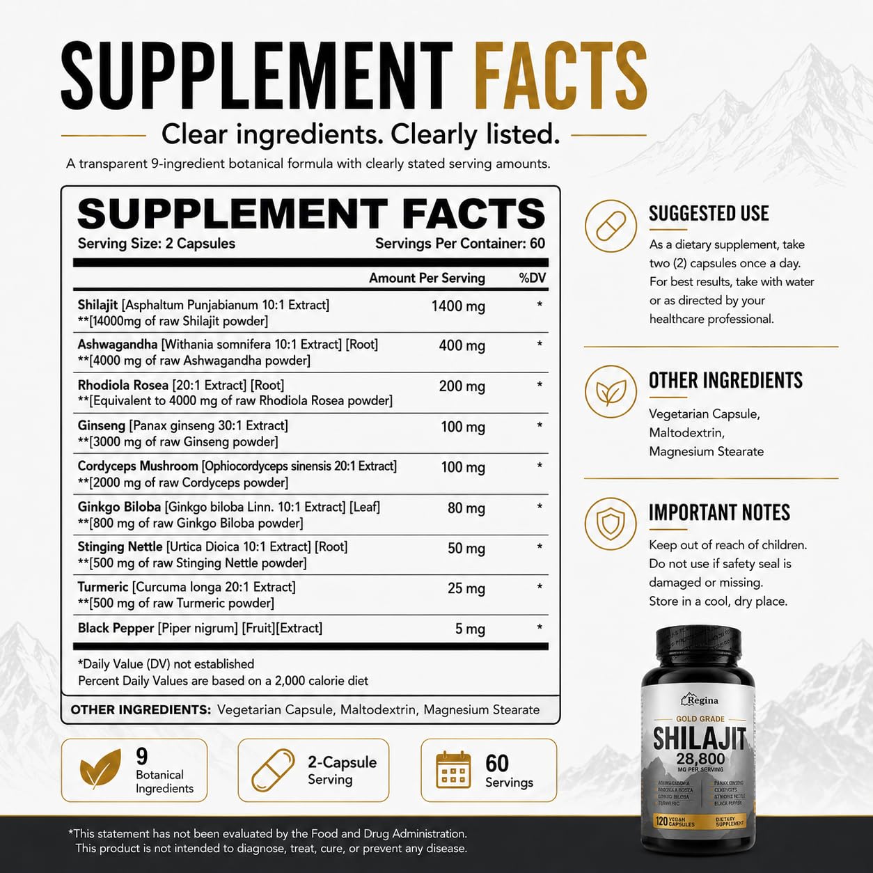 Chuloguay Shilajit Complex Capsules with Ashwagandha, Rhodiola & Ginseng, 120 Capsules
