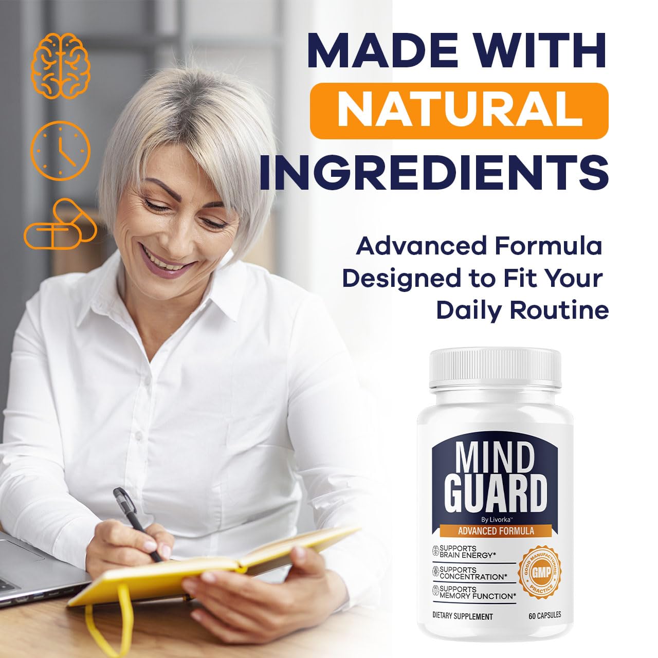 LIVORKA Mind Guard Brain & Memory Support Capsules, 300 Capsules