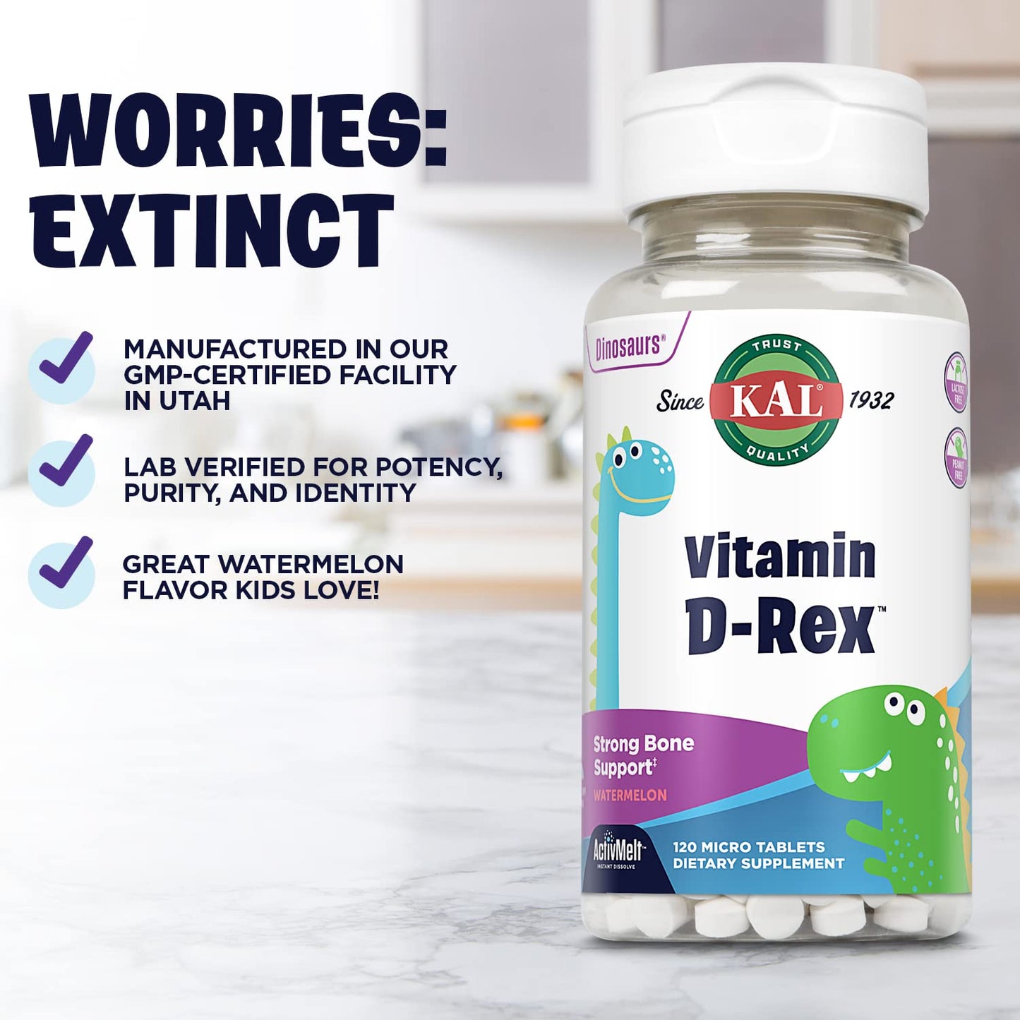 KAL Vitamin D-Rex Kids Vitamin D Micro Tablets 120