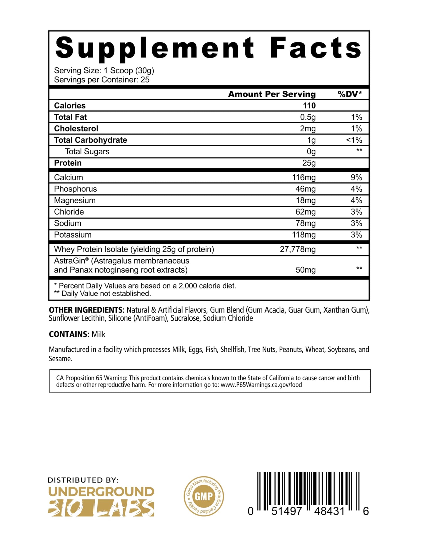 Underground Bio Labs Panda Fuel ISO Whey Protein Toasted Honey Grahams Powder 26.4 Servings