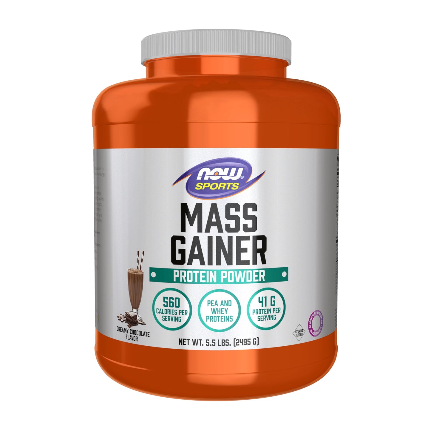 NOW Foods Sports Mass Gainer Protein Powder Creamy Chocolate Flavor, 88 Servings