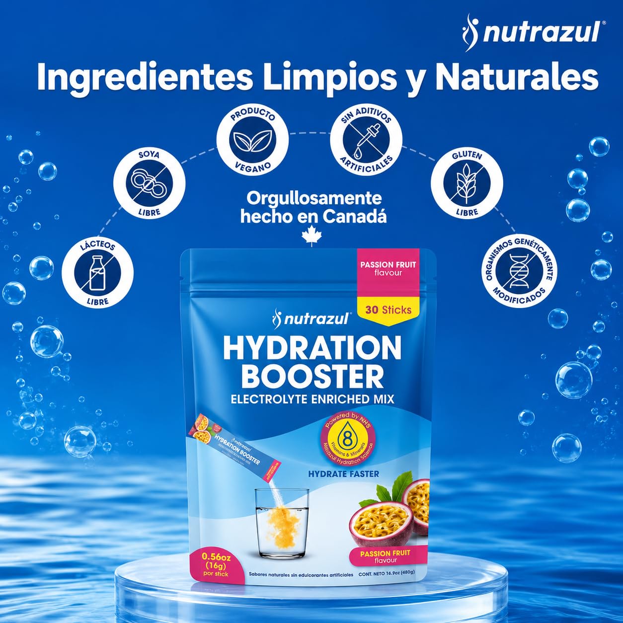 Nutrazul Hydration Booster Electrolytes Powder Sticks, 30 Sticks