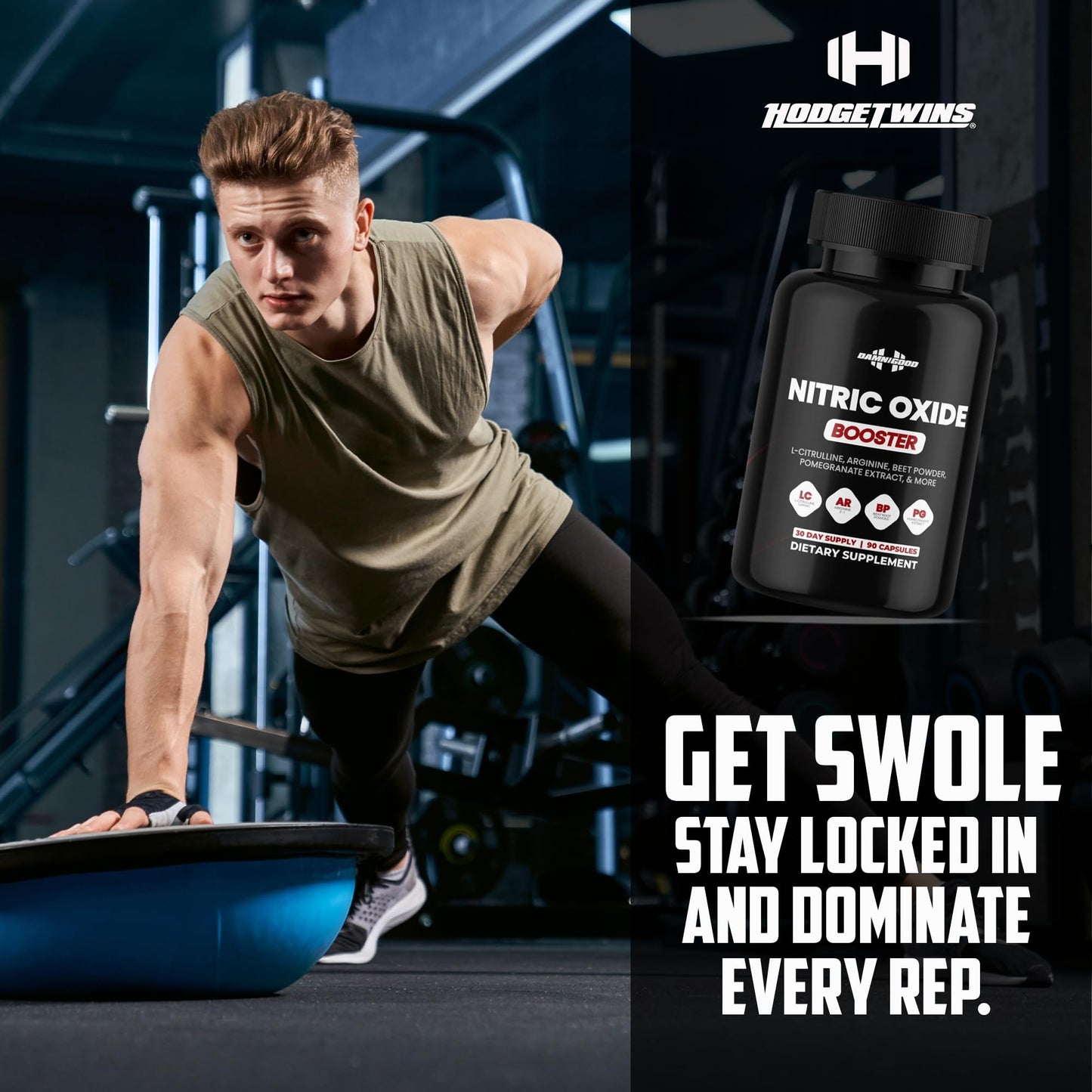 DAMN GOOD Hodge Twins Nitric Oxide, L-Arginine & L-Citrulline Capsules 90 Count