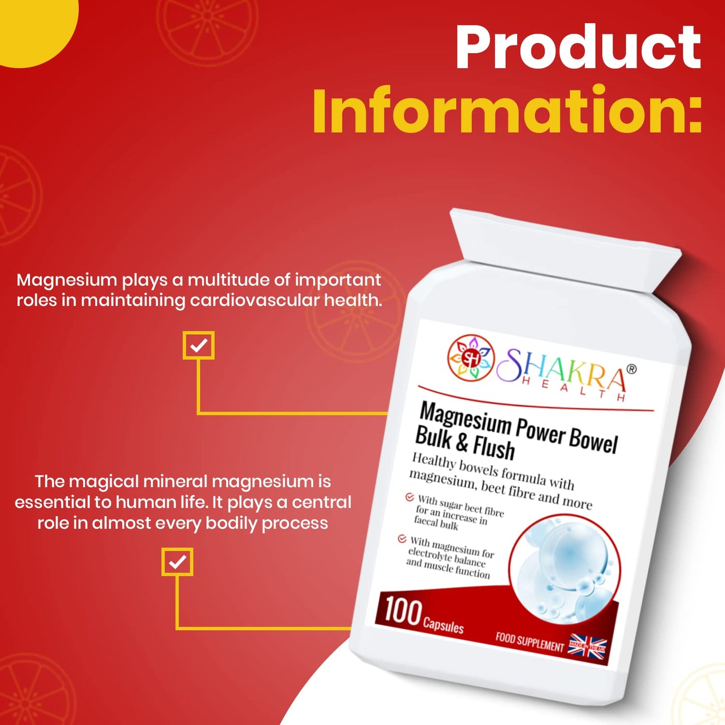 SH SHAKRA HEALTH Magnesium Power Bulk & Flush Capsule, 1 Count