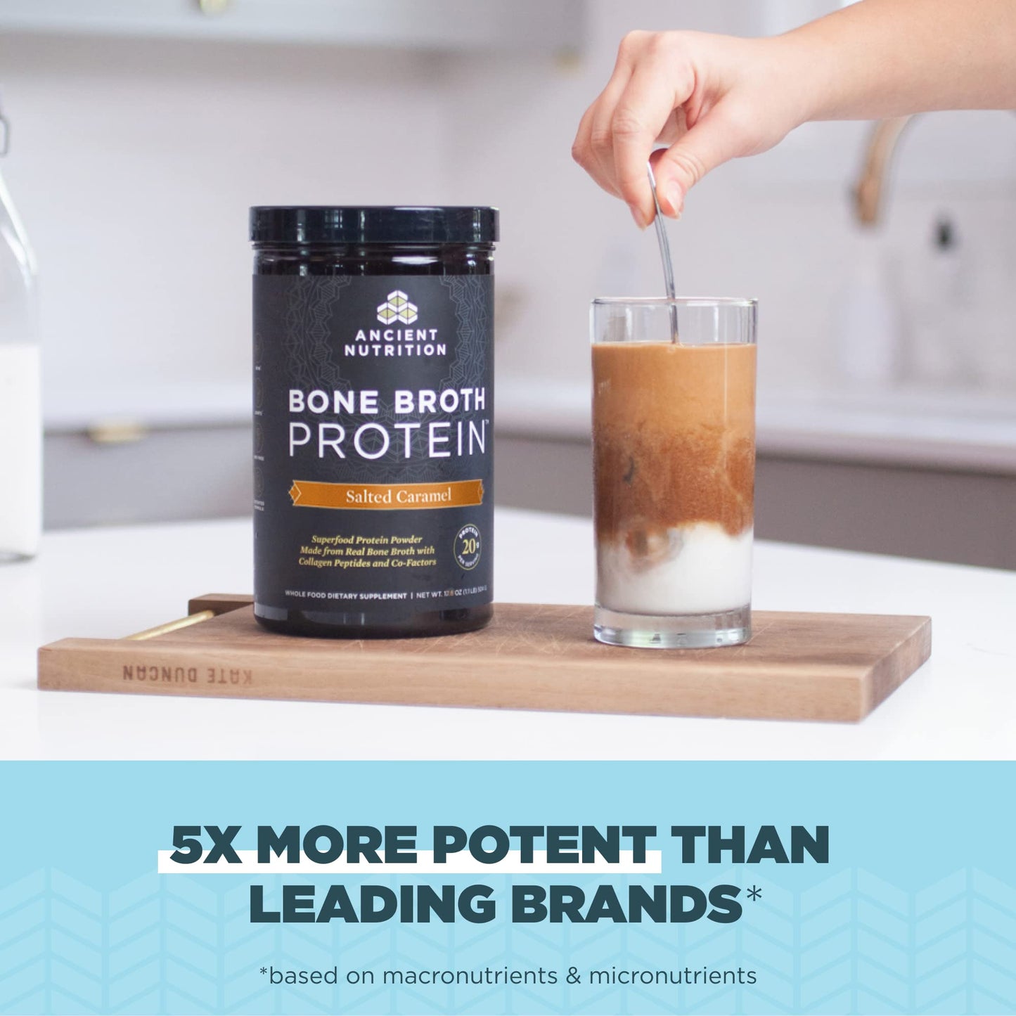 Ancient Nutrition Beef Bone Broth Protein Powder Salted Caramel, 20 Servings and Bone Broth Protein Powder Vanilla, 20 Servings, 2-Pack