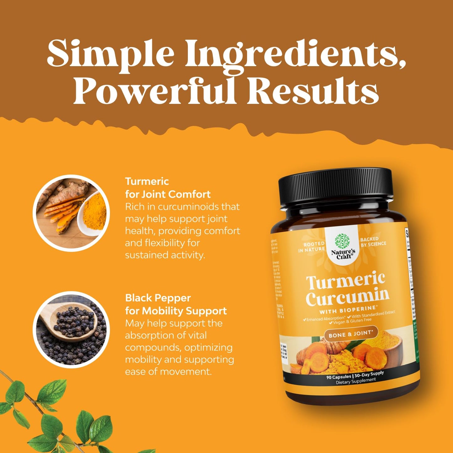 Natures Craft Turmeric Curcumin with Black Pepper Extract Capsule 90 Count