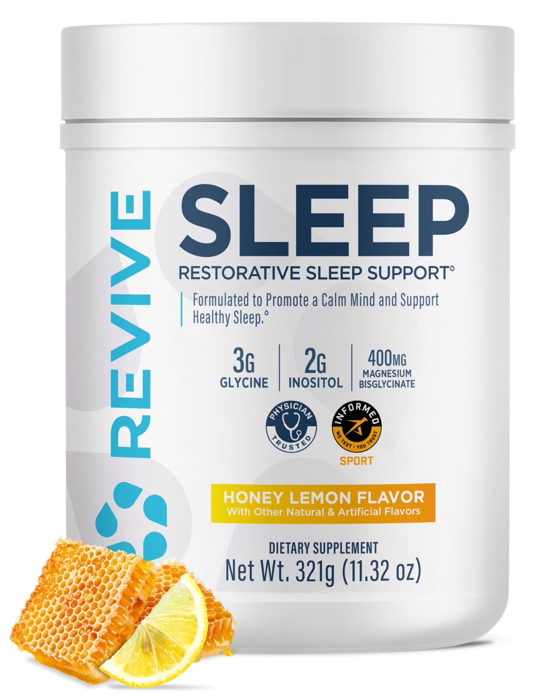 Revive MD Sleep Support Supplement for Adults Honey Lemon Powder 11.32 oz