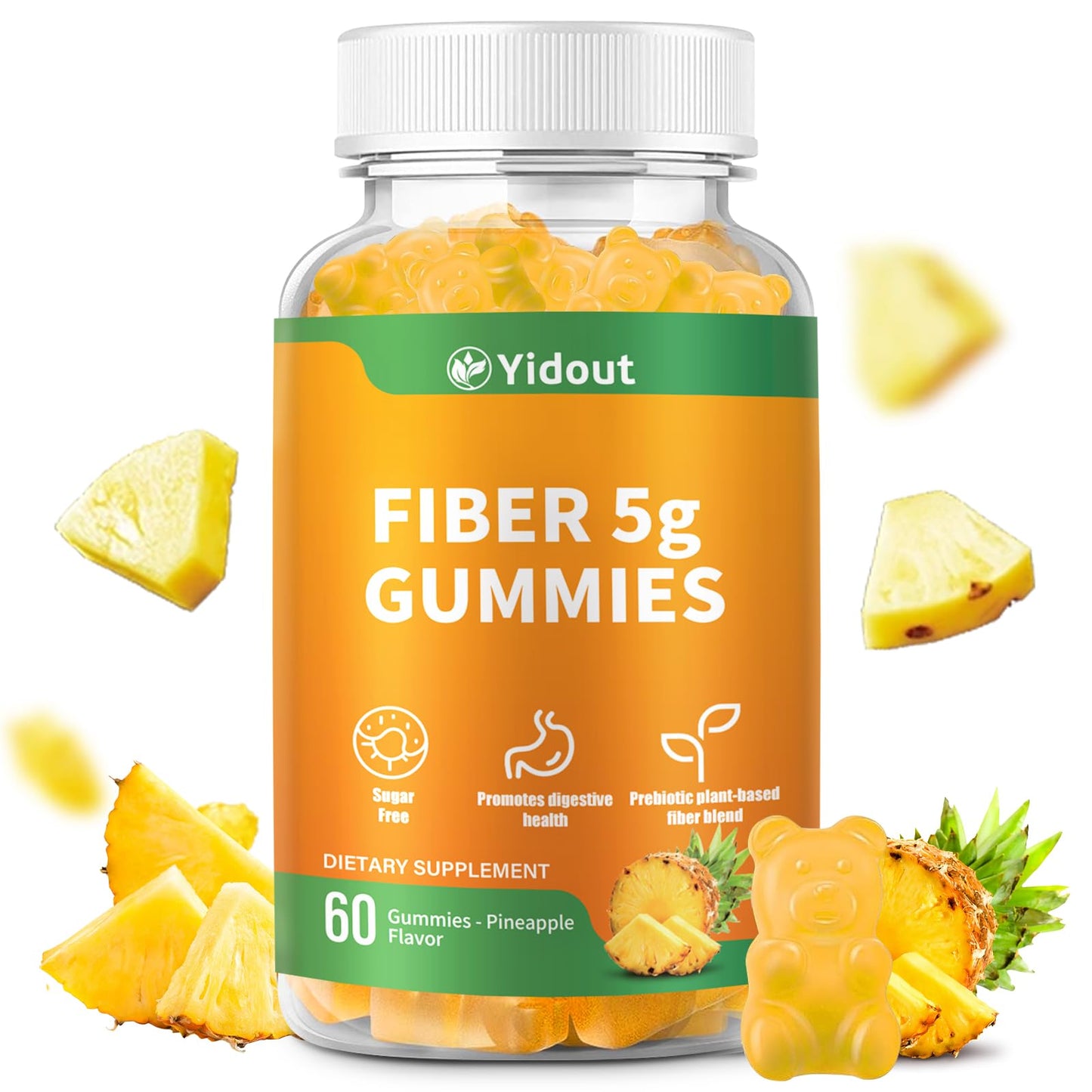 Yidout Adult Fiber Probiotic Gummies, 60 Count