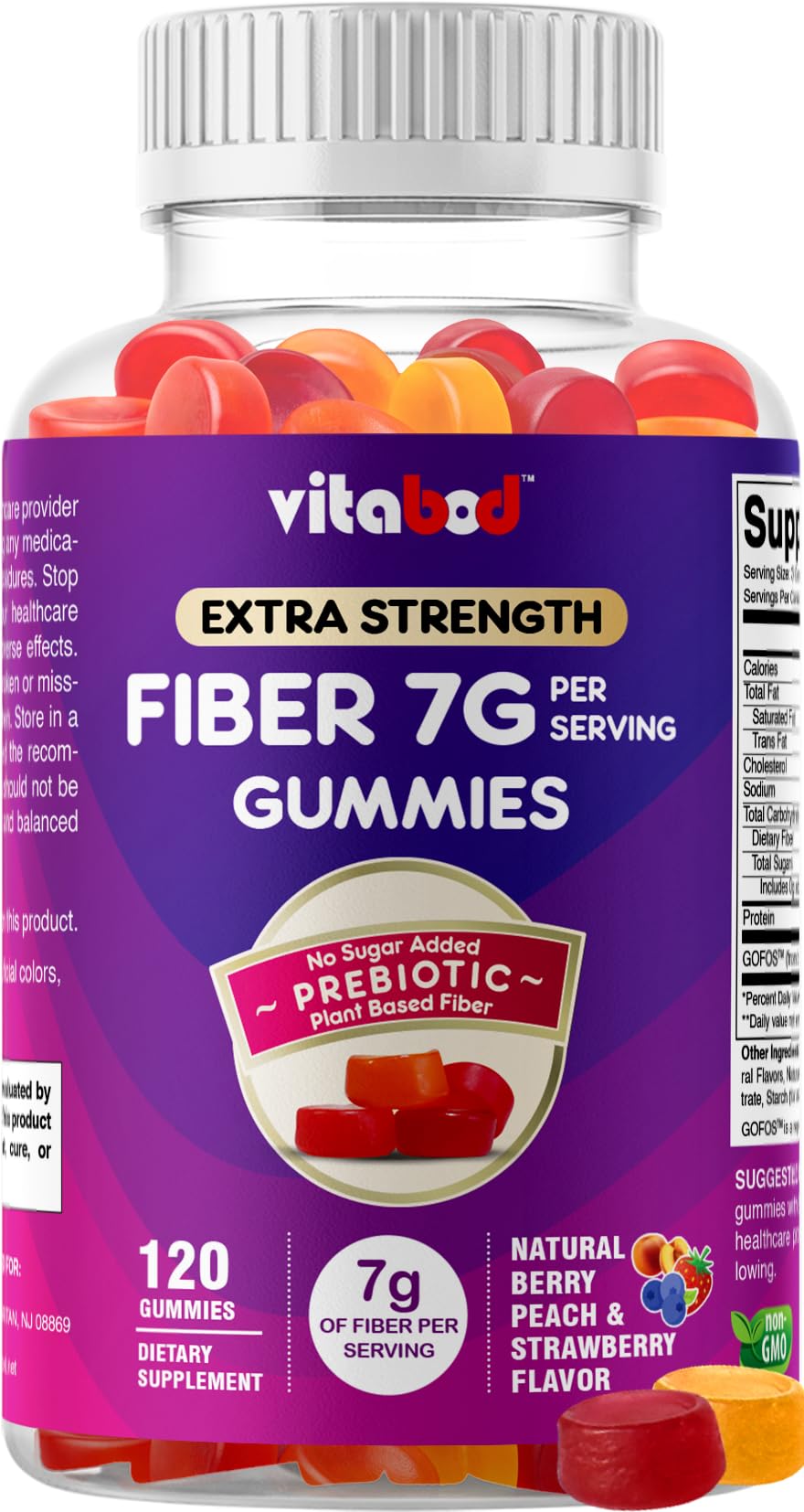 Vitabod Fiber Gummies 7G Per Serving, 120 Gummies