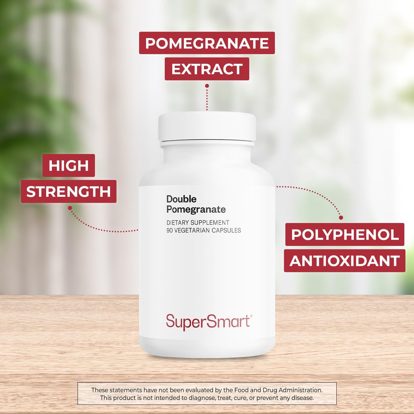 Supersmart Double Pomegranate High Strength Pomegranate Extract Supplement Capsules, 90 Count