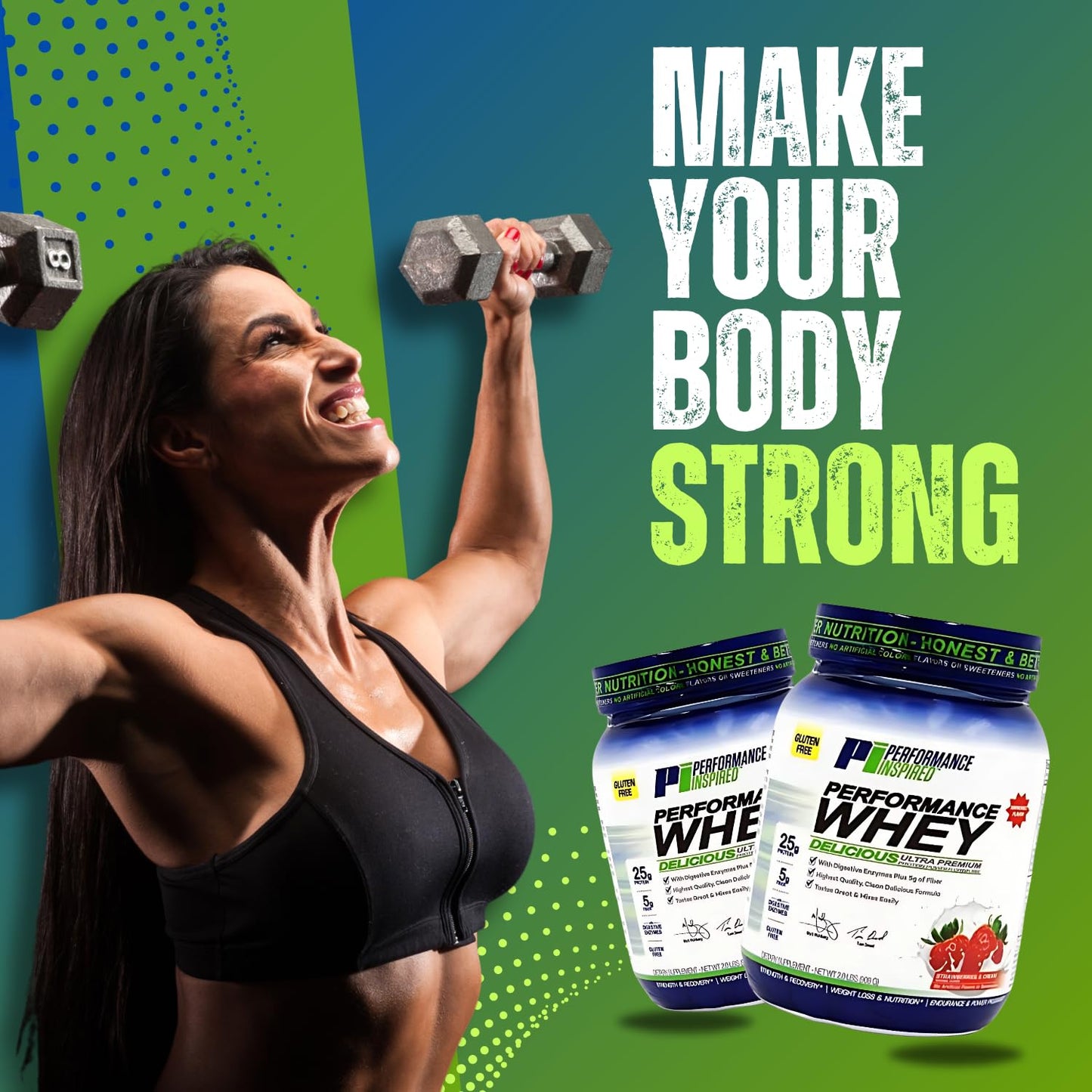 Performance Inspired Whey Protein Powder, 32 Servings, Strawberries & Cream, 2 lb