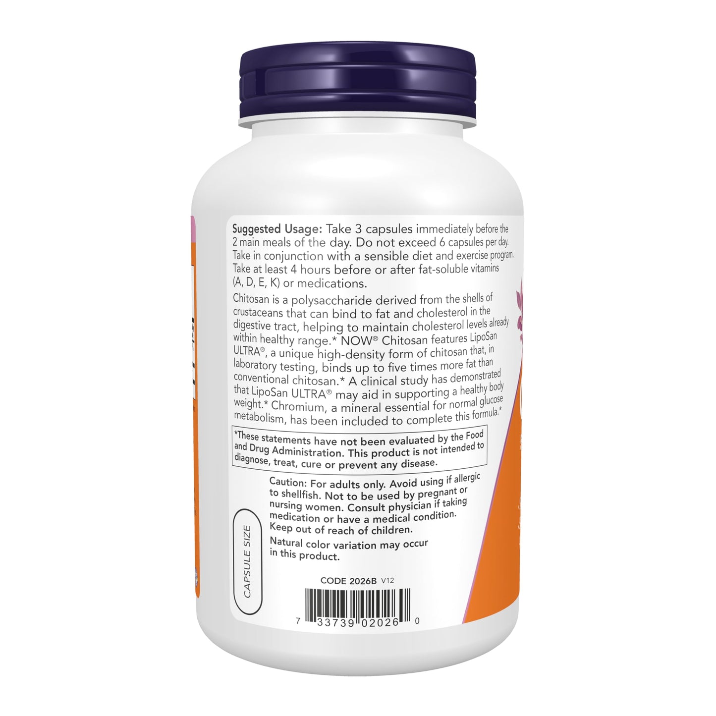 NOW Foods Chitosan 500 mg plus Chromium Weight Management Capsules, 240 Veg Capsules