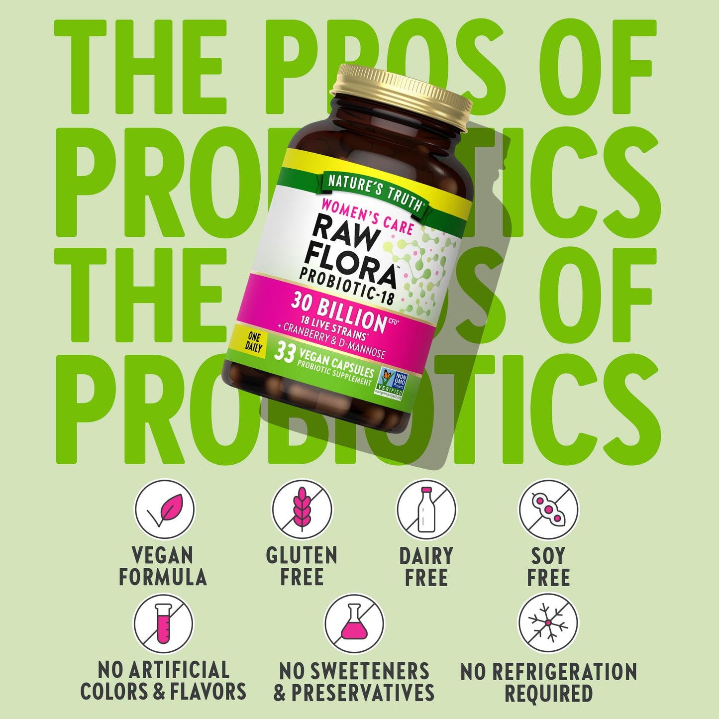 Nature's Truth Raw Flora Probiotics for Women 33 Capsules