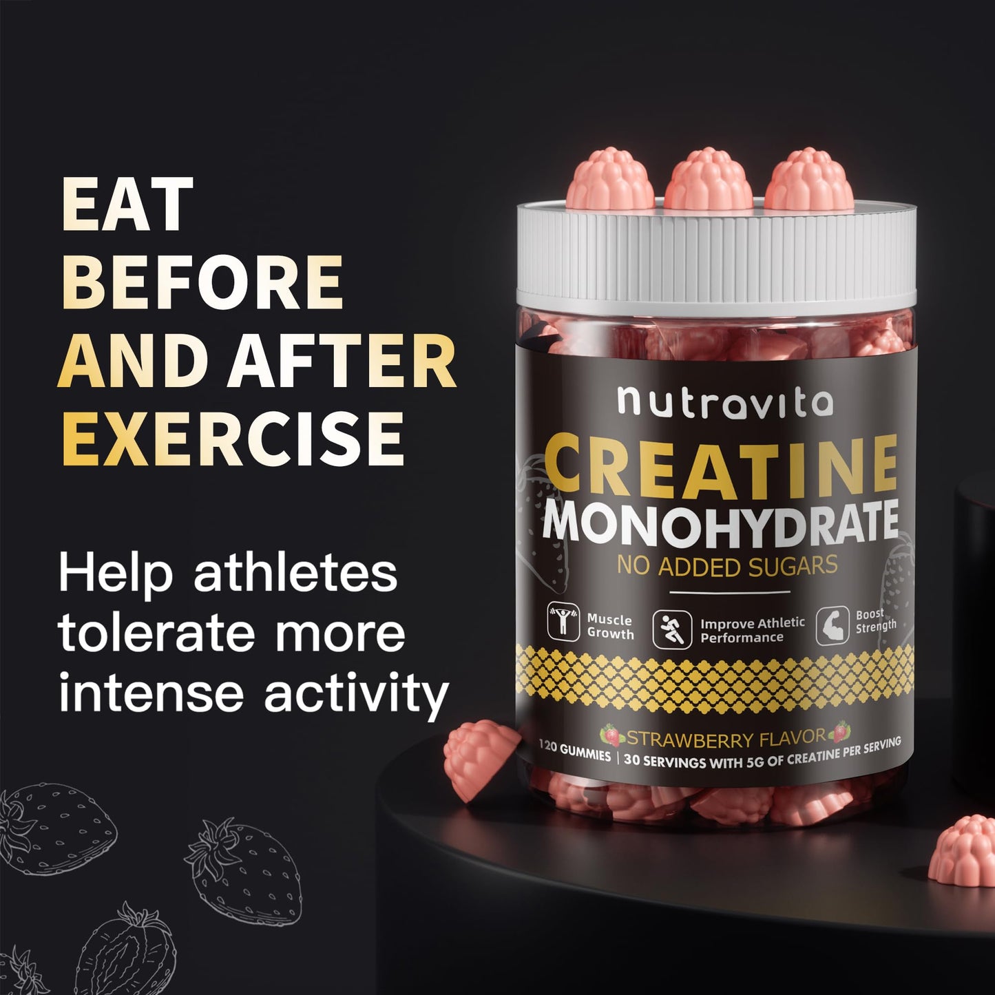 Nutravita Creatine Monohydrate Gummies 120 Count