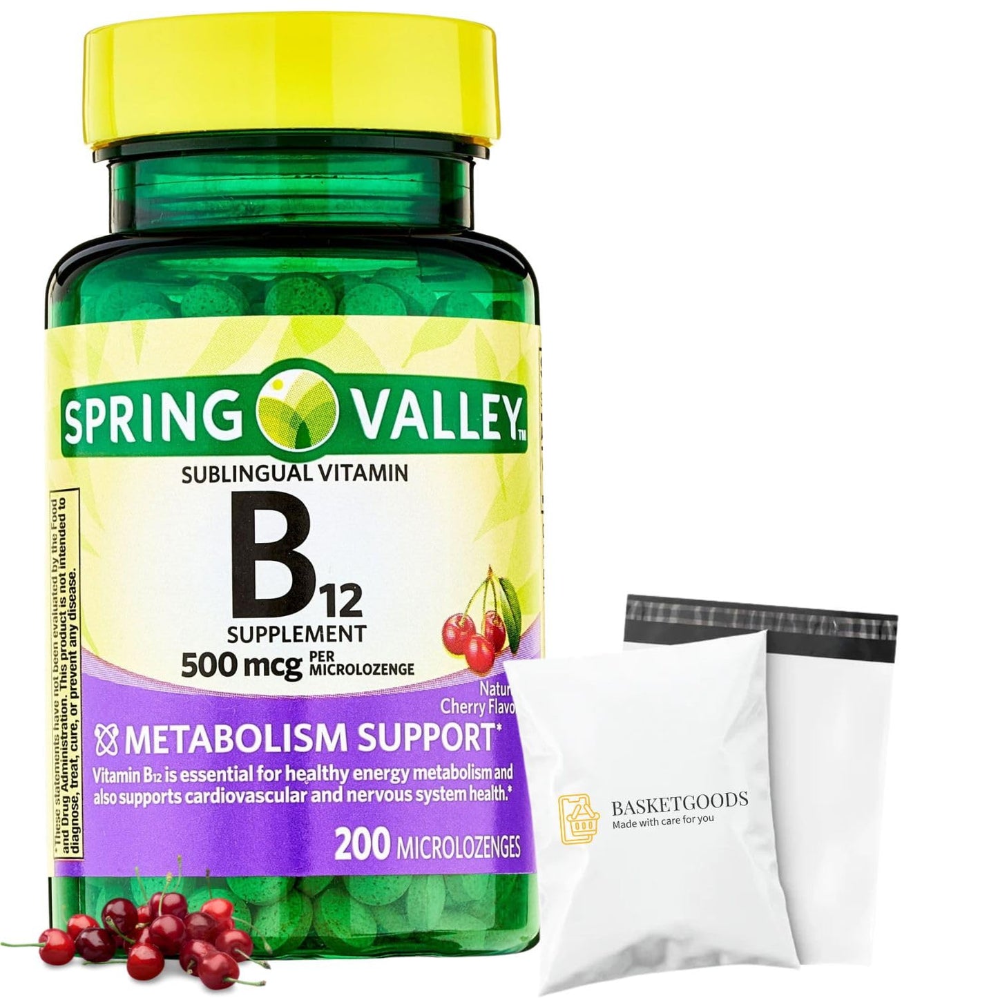 BASKETGOODS Sublingual B12 500 mcg Microlozenges 200 Count