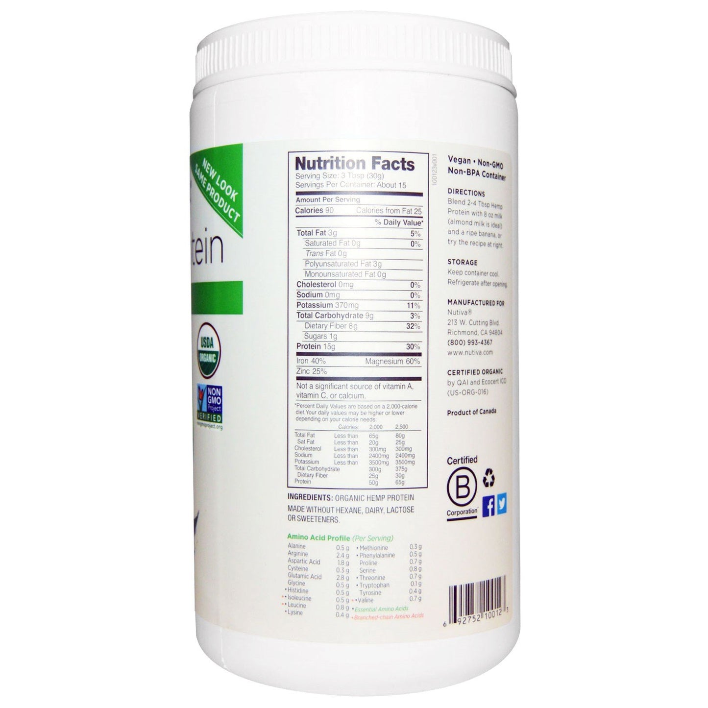 Nutiva Hemp Protein 15g Org 1