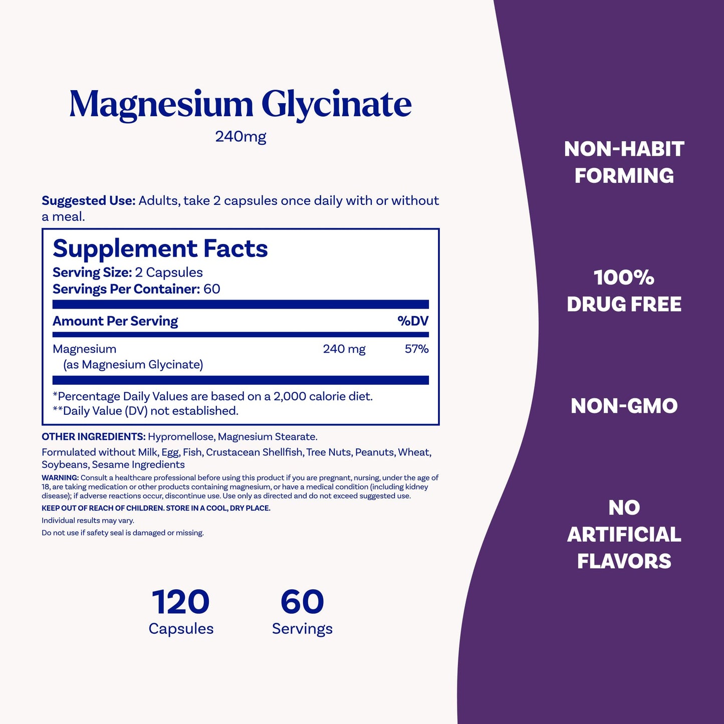 Natrol High Absorption Magnesium Glycinate 240 mg Capsules 120 Count