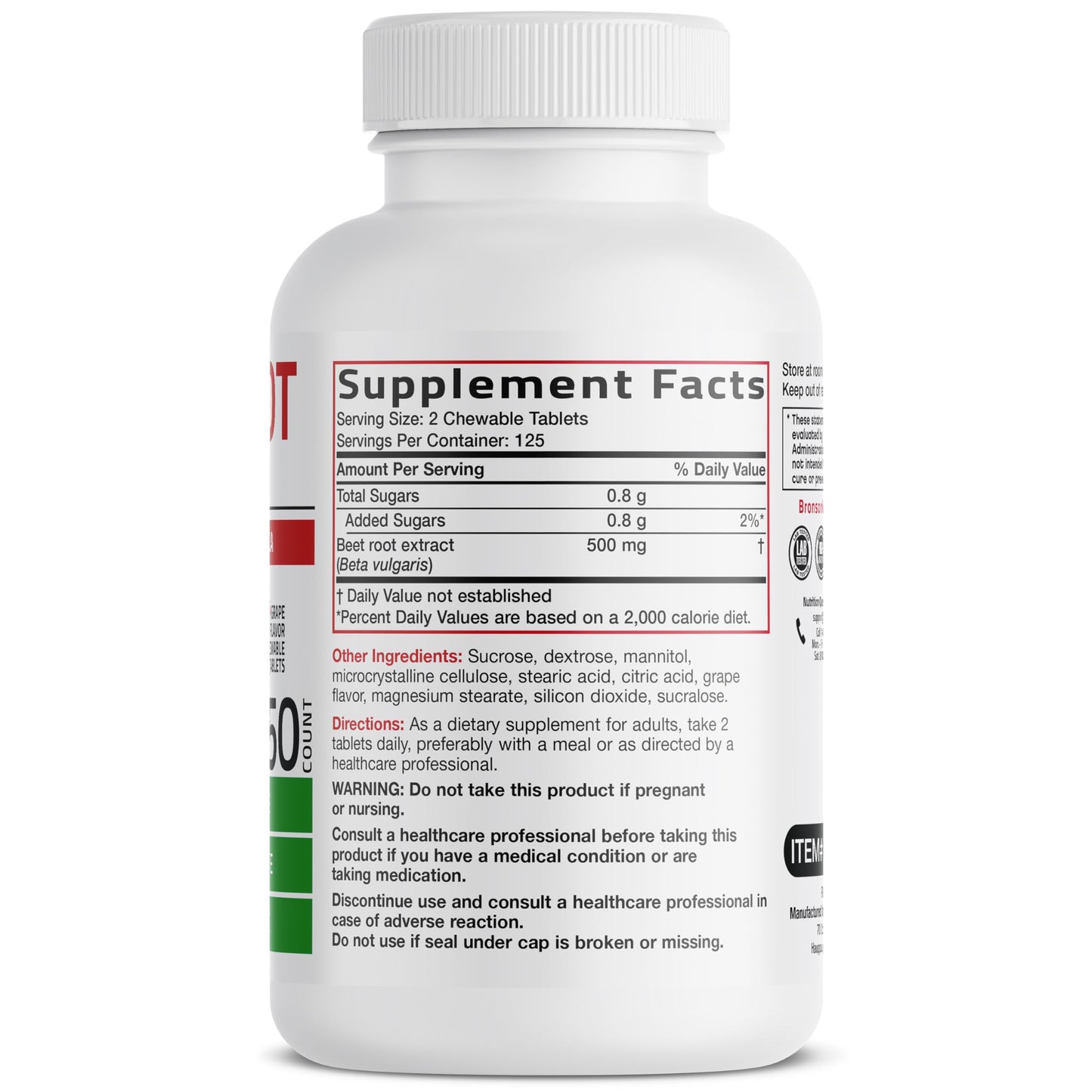 Bronson Beet Root Chewables 250 Count