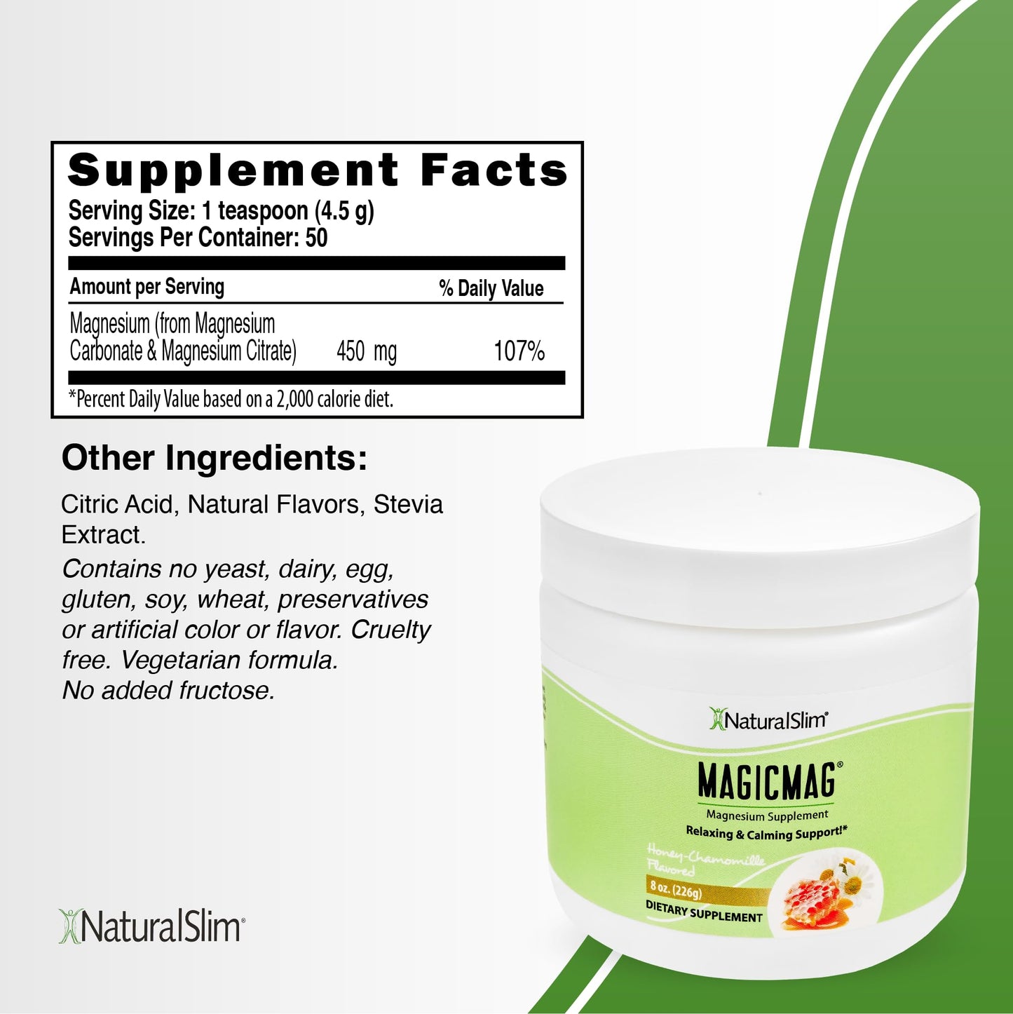 NaturalSlim MagicMag Magnesium Citrate Powder, 24 oz (Pack of 3)