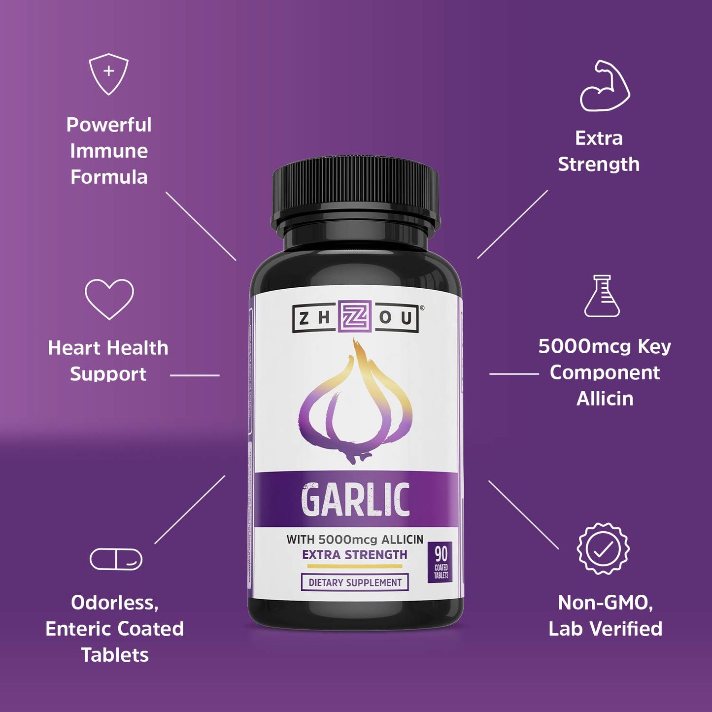 ZHOU Garlic Tablets 400mg, 90 Count