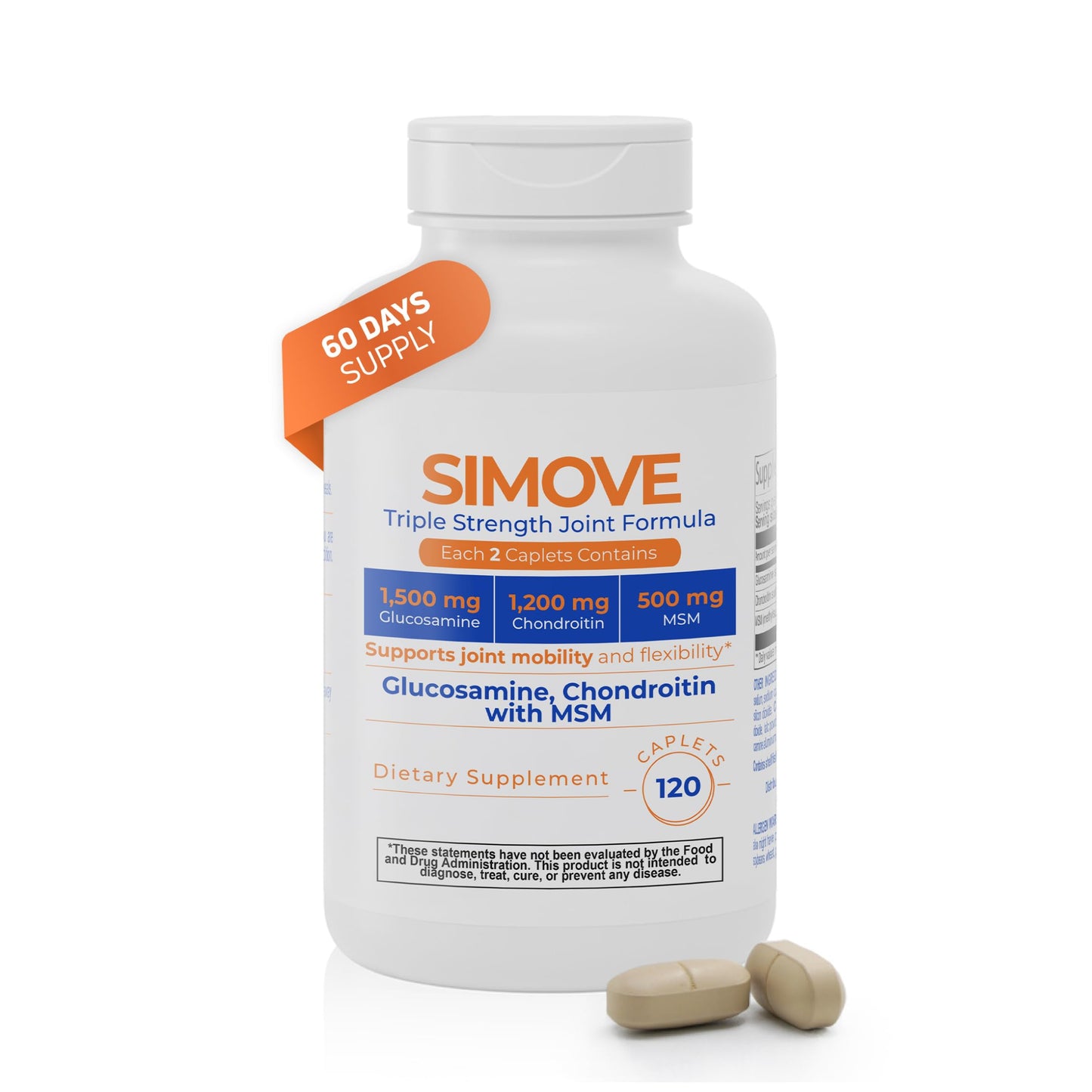 Nutra Nutrition Simove Glucosamine Chondroitin MSM Joint Support Supplement Caplets 120