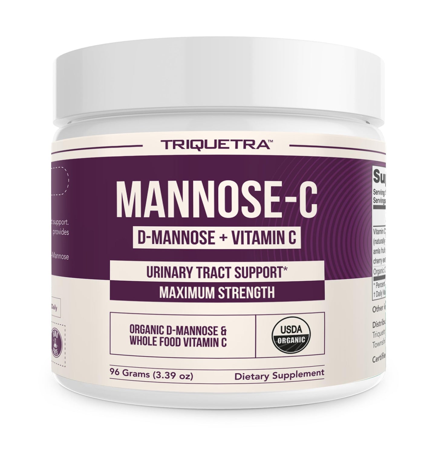 Triquetra Health Mannose-C Organic D Mannose Powder with Whole Food Vitamin C, UTI Support, 3.39 oz