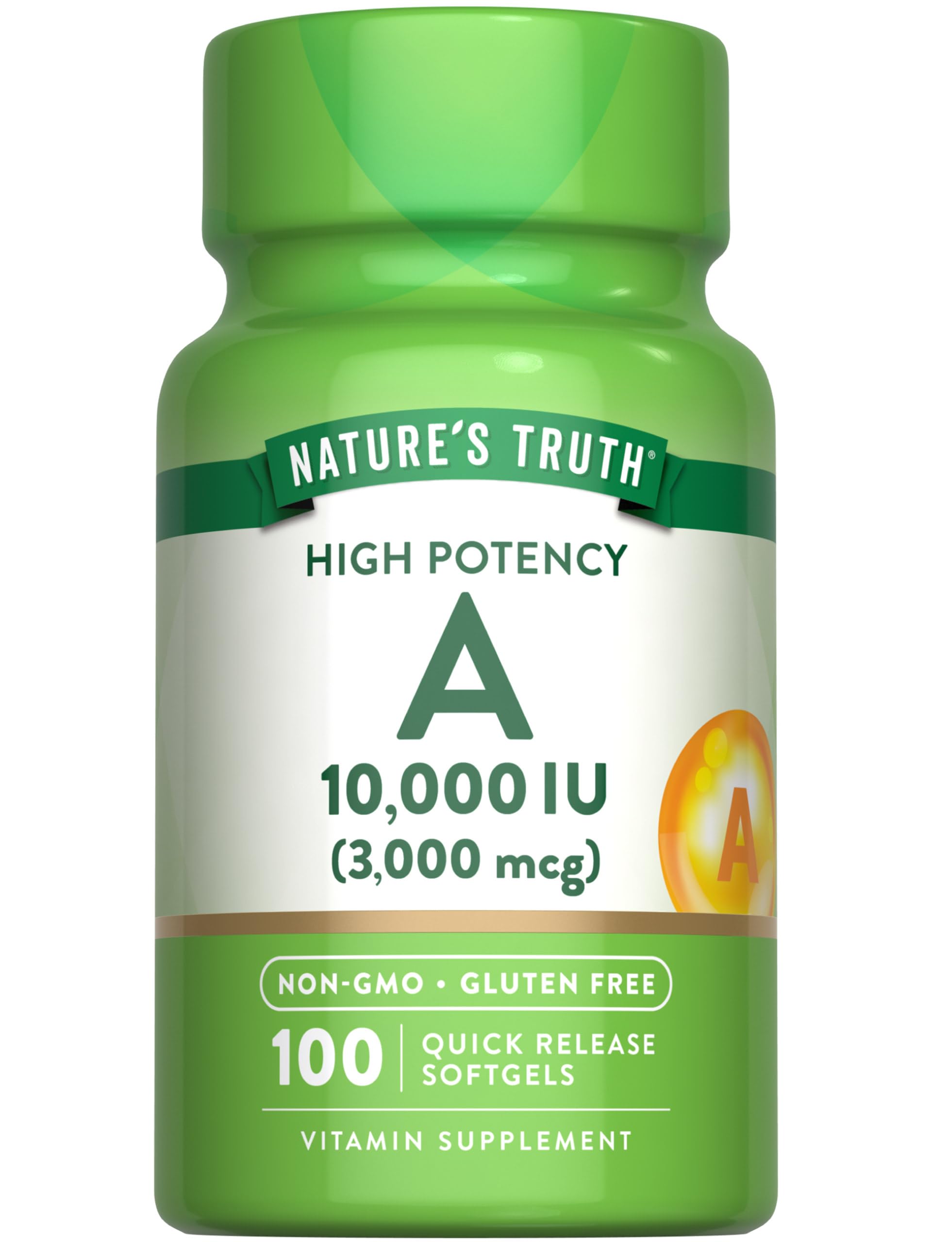 Nature's Truth Vitamin A 3,000 mcg Softgel, 100 Count