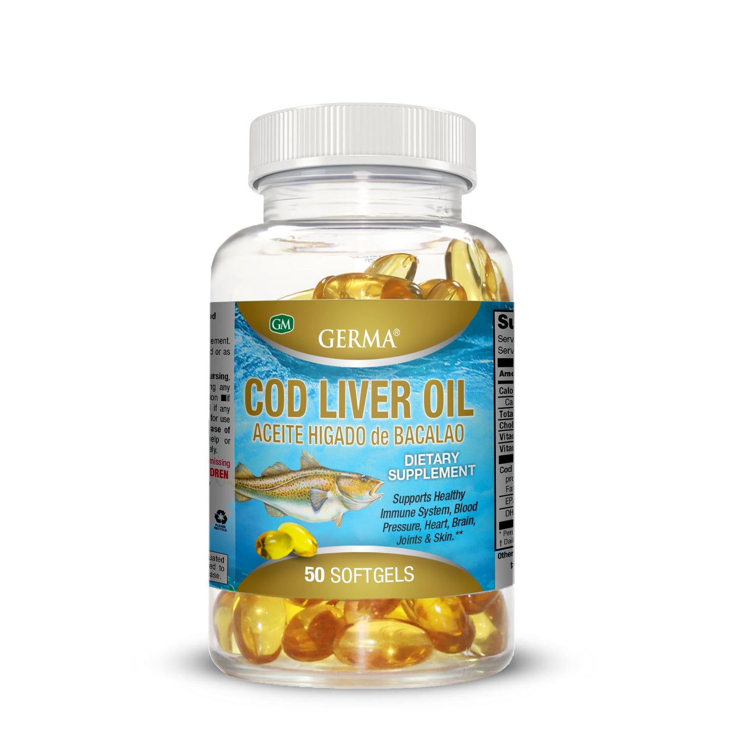 Germa Cod Liver Oil Capsules, Pure Norwegian, 50 Capsules
