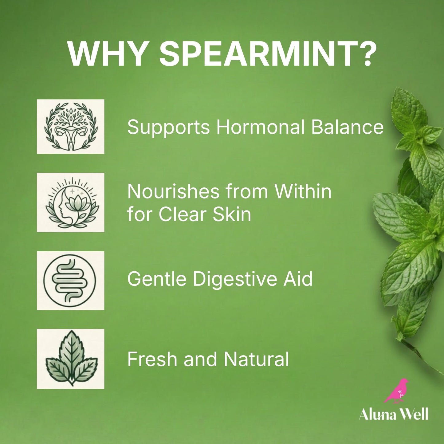 Aluna Well Organic Spearmint Capsules 1000mg, 1 Capsule