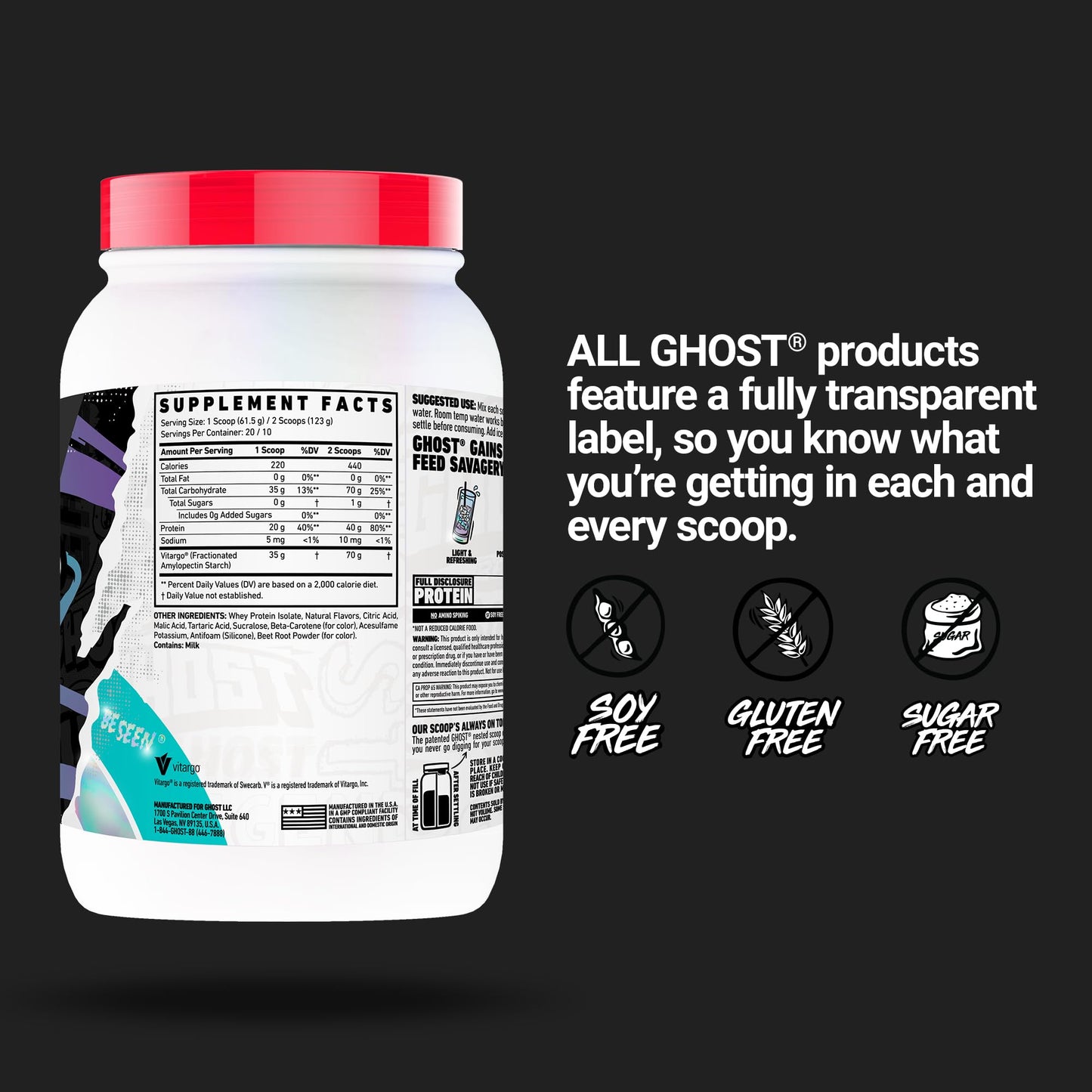 GHOST Clear Gains Mass Gainer Protein Powder 2.7 Pound