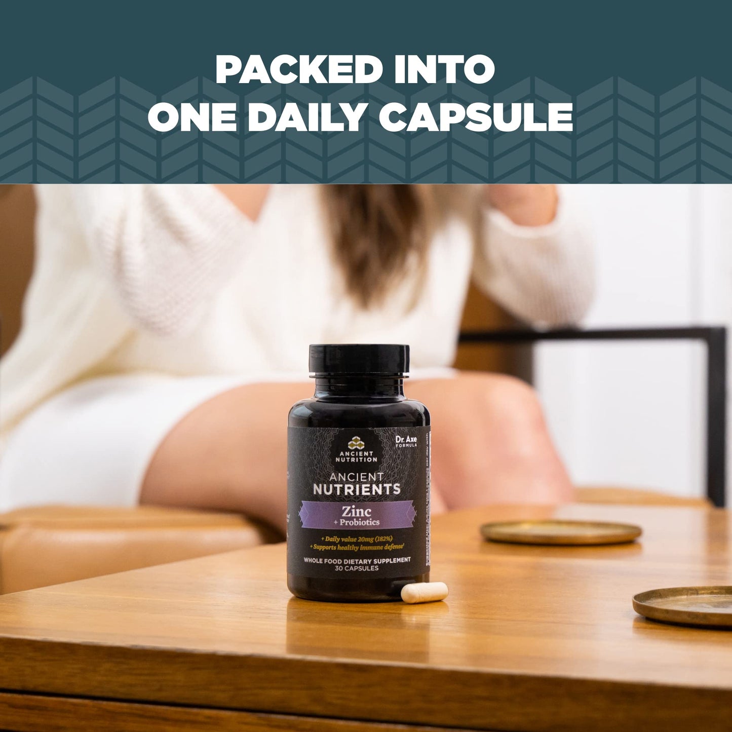 Ancient Nutrition Zinc + Probiotics Capsules, 30 Count